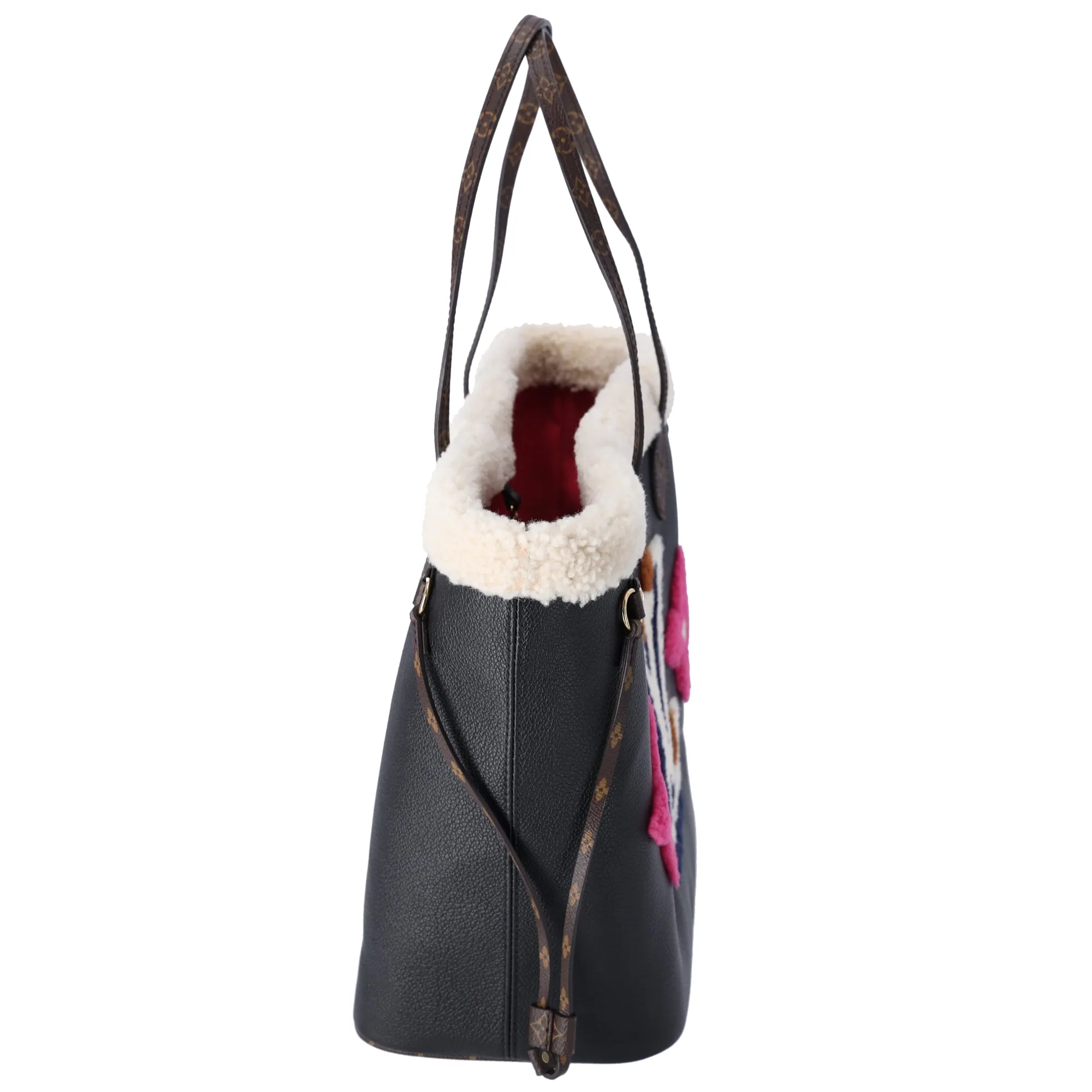 Louis Vuitton Neverfull MM Monogram Teddy Tote Bag M56960 Black Multi Leather
