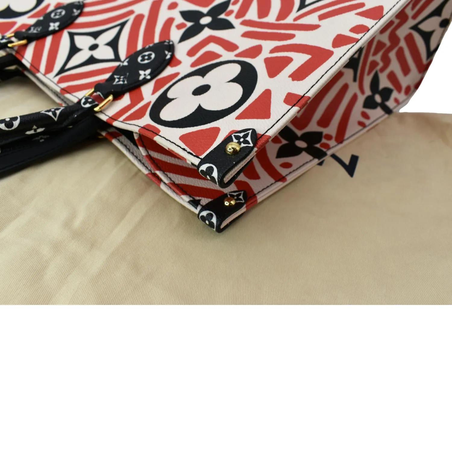 LOUIS VUITTON Onthego GM Crafty Monogram Giant Canvas Shoulder Bag Red - Hot Deals