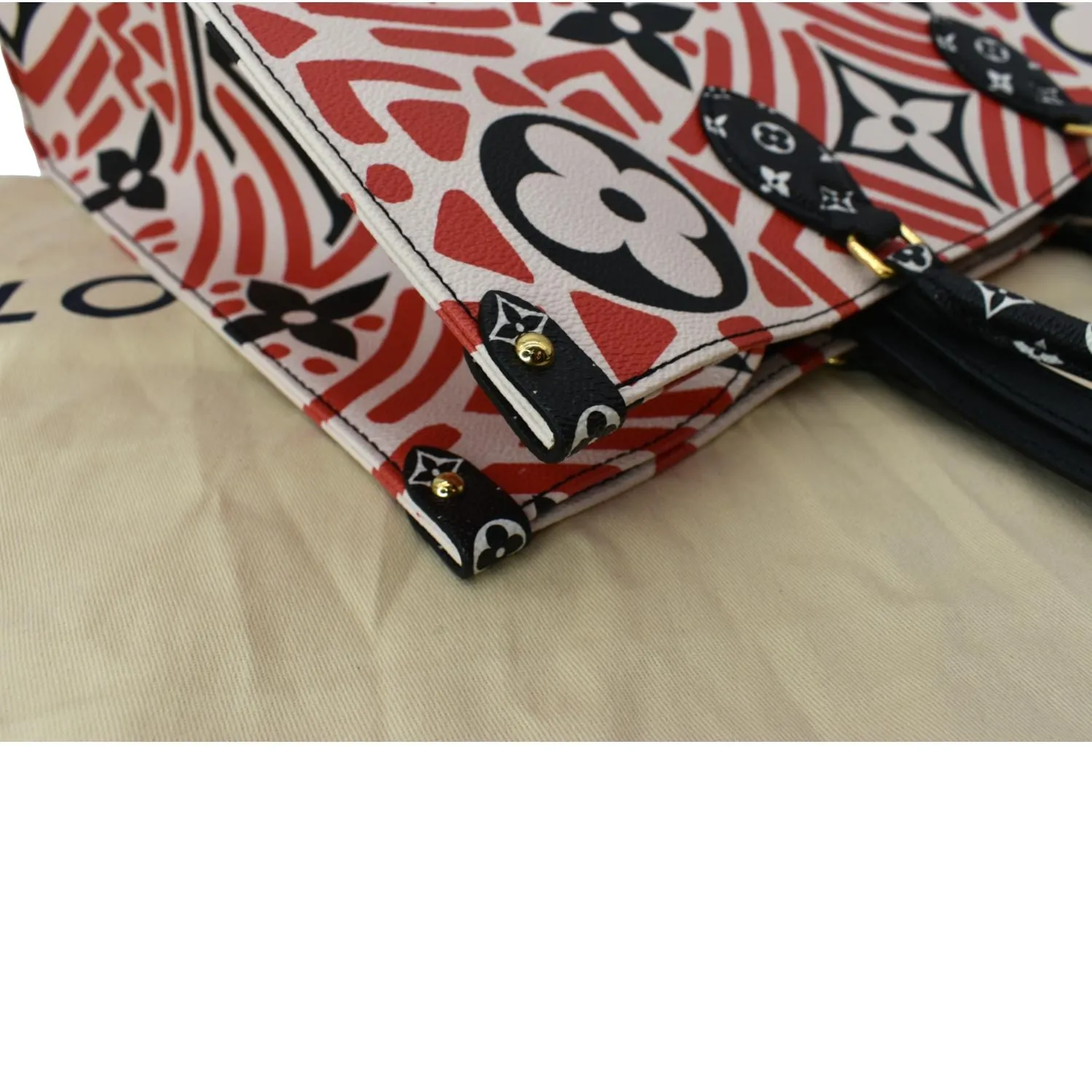 LOUIS VUITTON Onthego GM Crafty Monogram Giant Canvas Shoulder Bag Red - Hot Deals