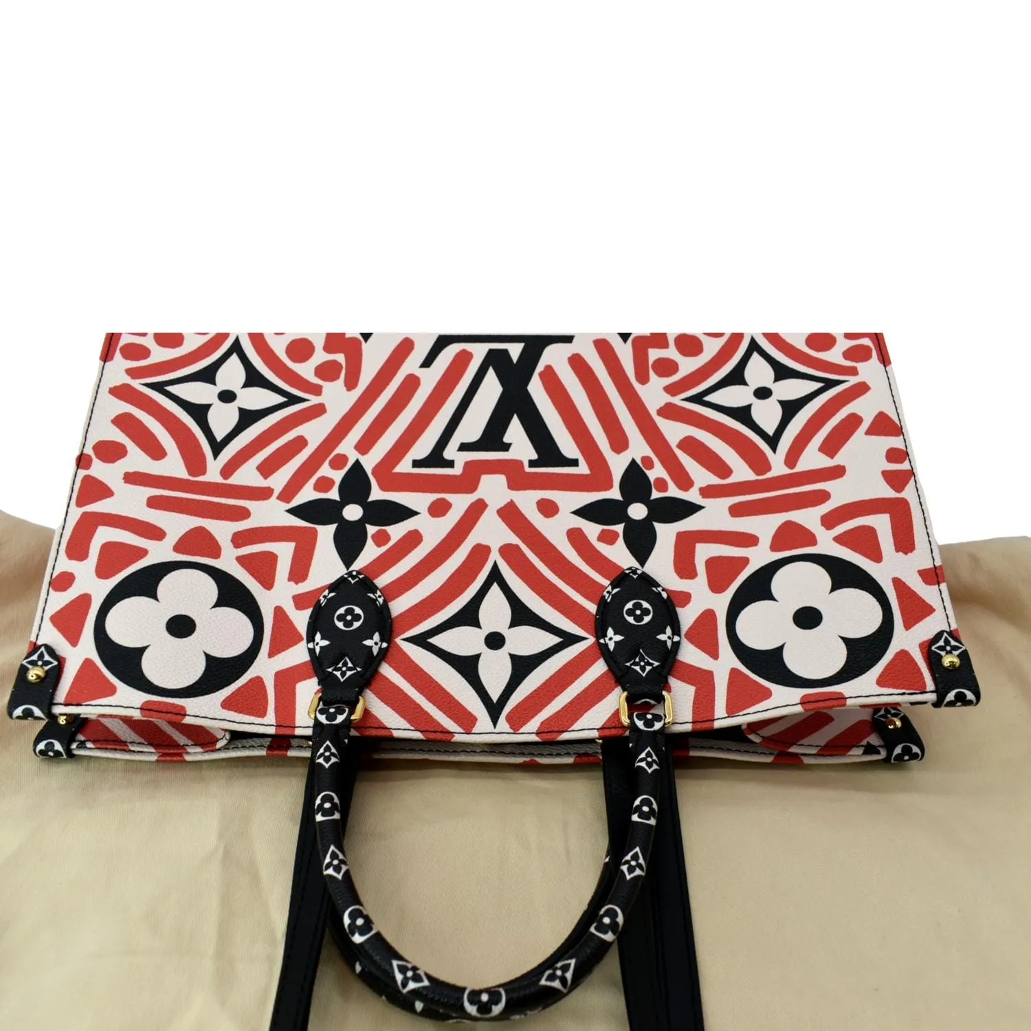 LOUIS VUITTON Onthego GM Crafty Monogram Giant Canvas Shoulder Bag Red - Hot Deals