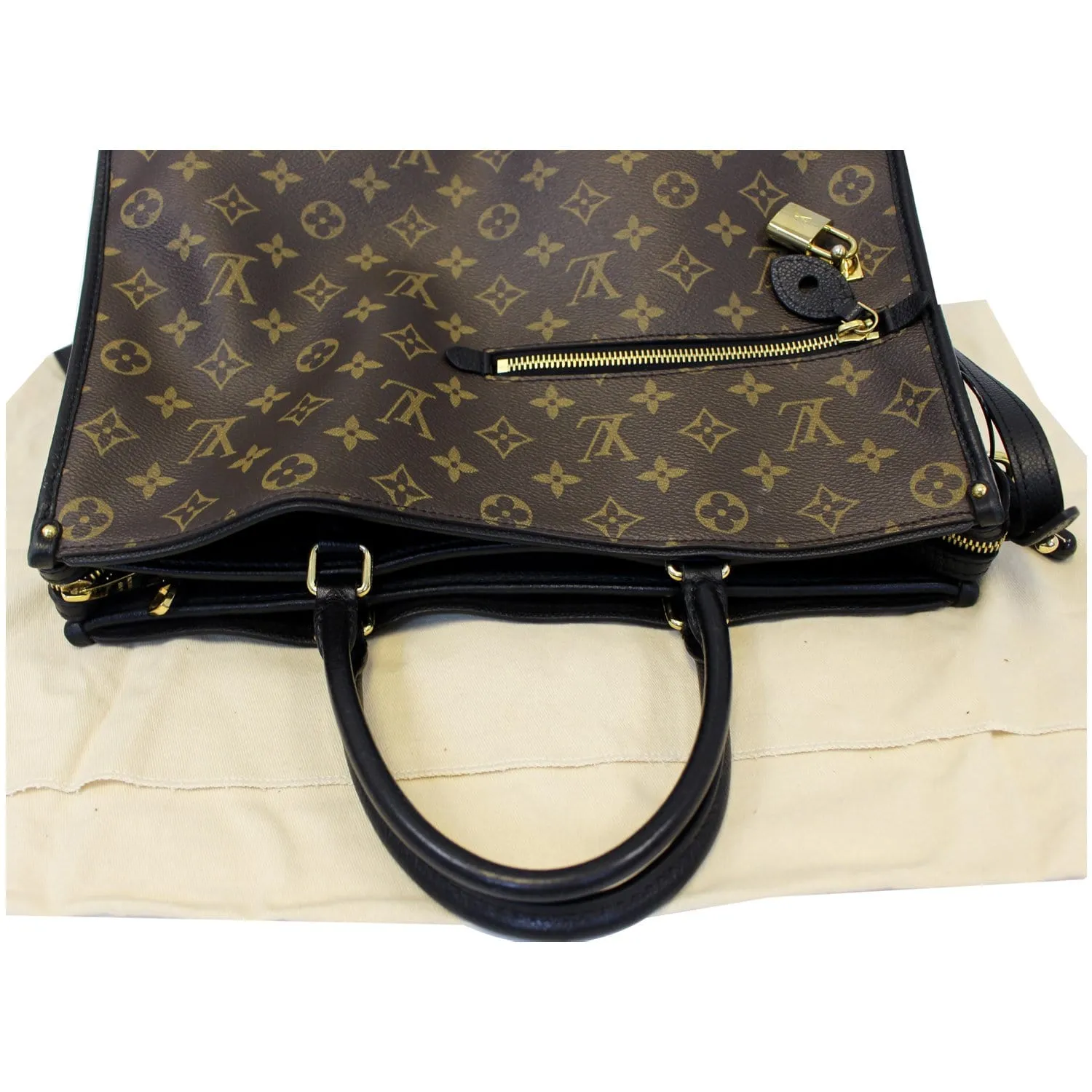 LOUIS VUITTON Popincourt MM Monogram Canvas Shoulder Bag Brown/Noir