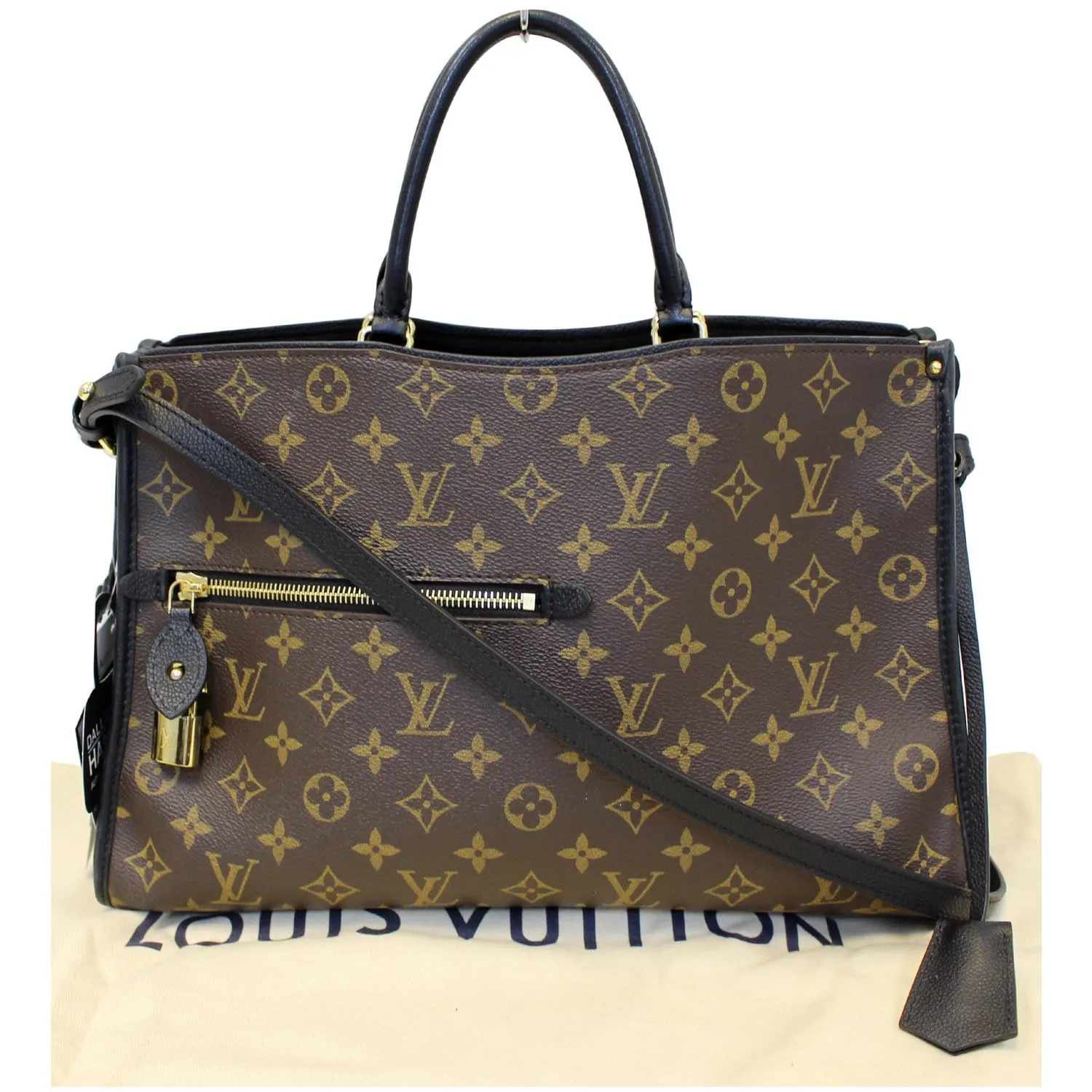 LOUIS VUITTON Popincourt MM Monogram Canvas Shoulder Bag Brown/Noir