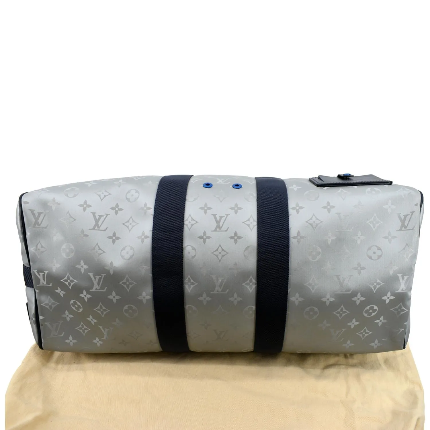 LOUIS VUITTON Satellite Keepall Bandouliere 50 Monogram Travel Bag Silver