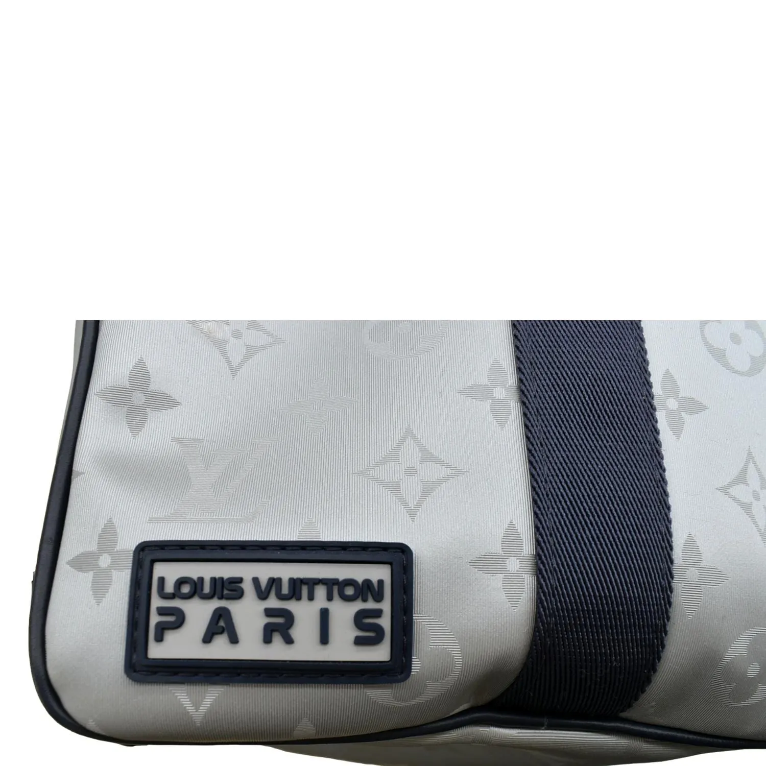 LOUIS VUITTON Satellite Keepall Bandouliere 50 Monogram Travel Bag Silver