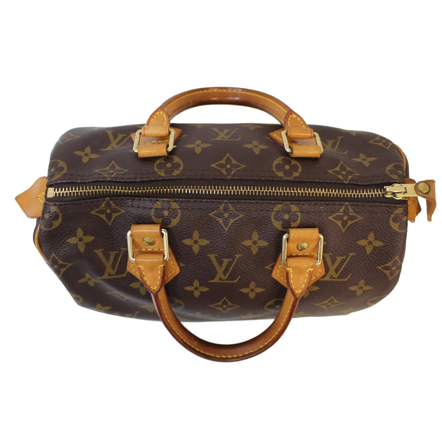 LOUIS VUITTON Speedy 25 Monogram Canvas Satchel Bag Brown