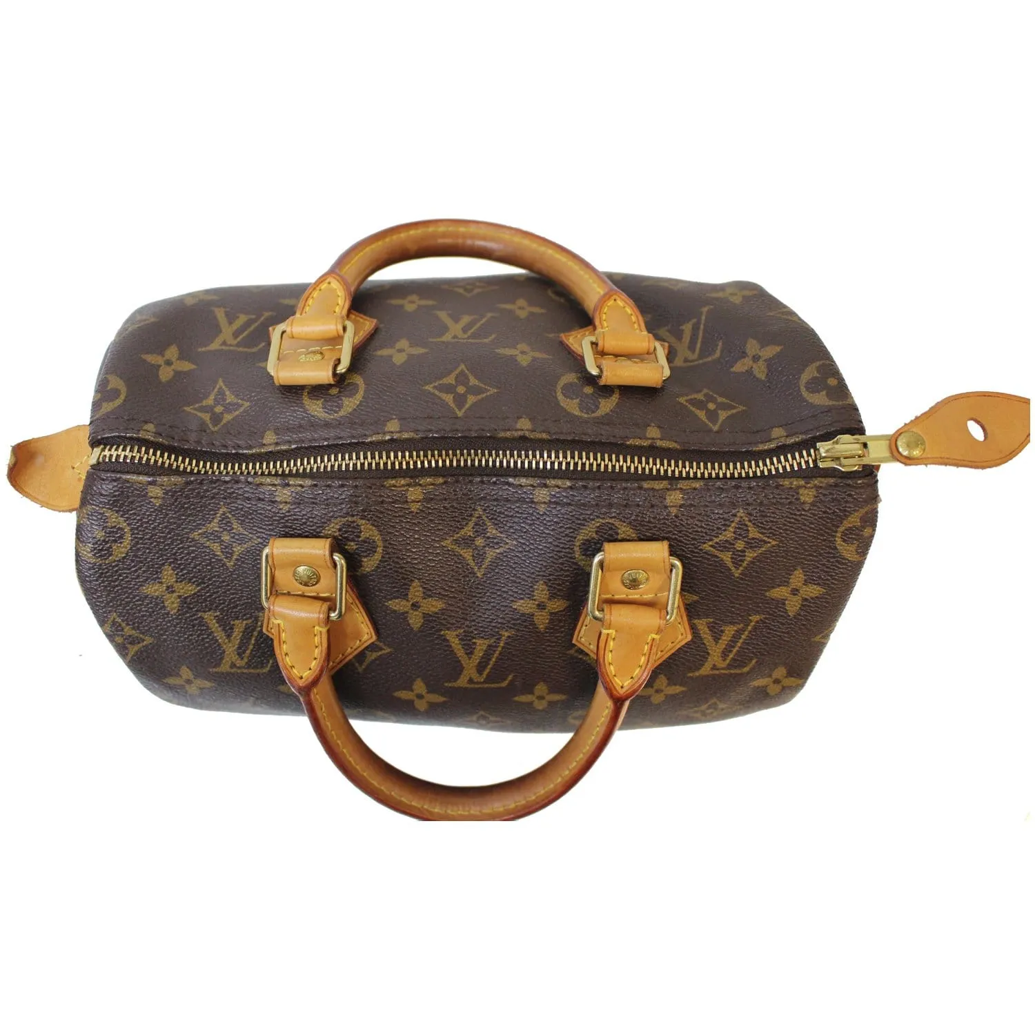 LOUIS VUITTON Speedy 25 Monogram Canvas Satchel Bag Brown