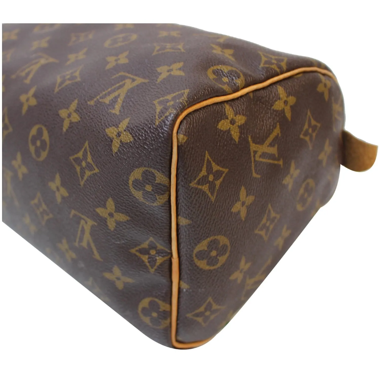 LOUIS VUITTON Speedy 25 Monogram Canvas Satchel Bag Brown