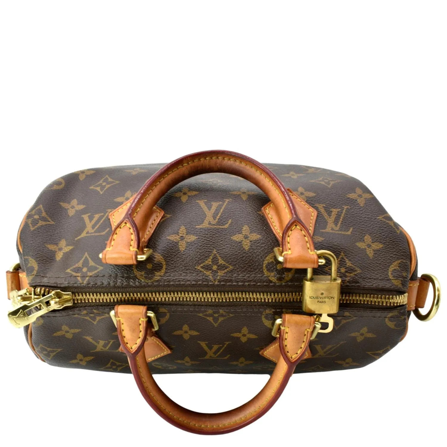 LOUIS VUITTON Speedy 25 Monogram Canvas Satchel Bag Brown