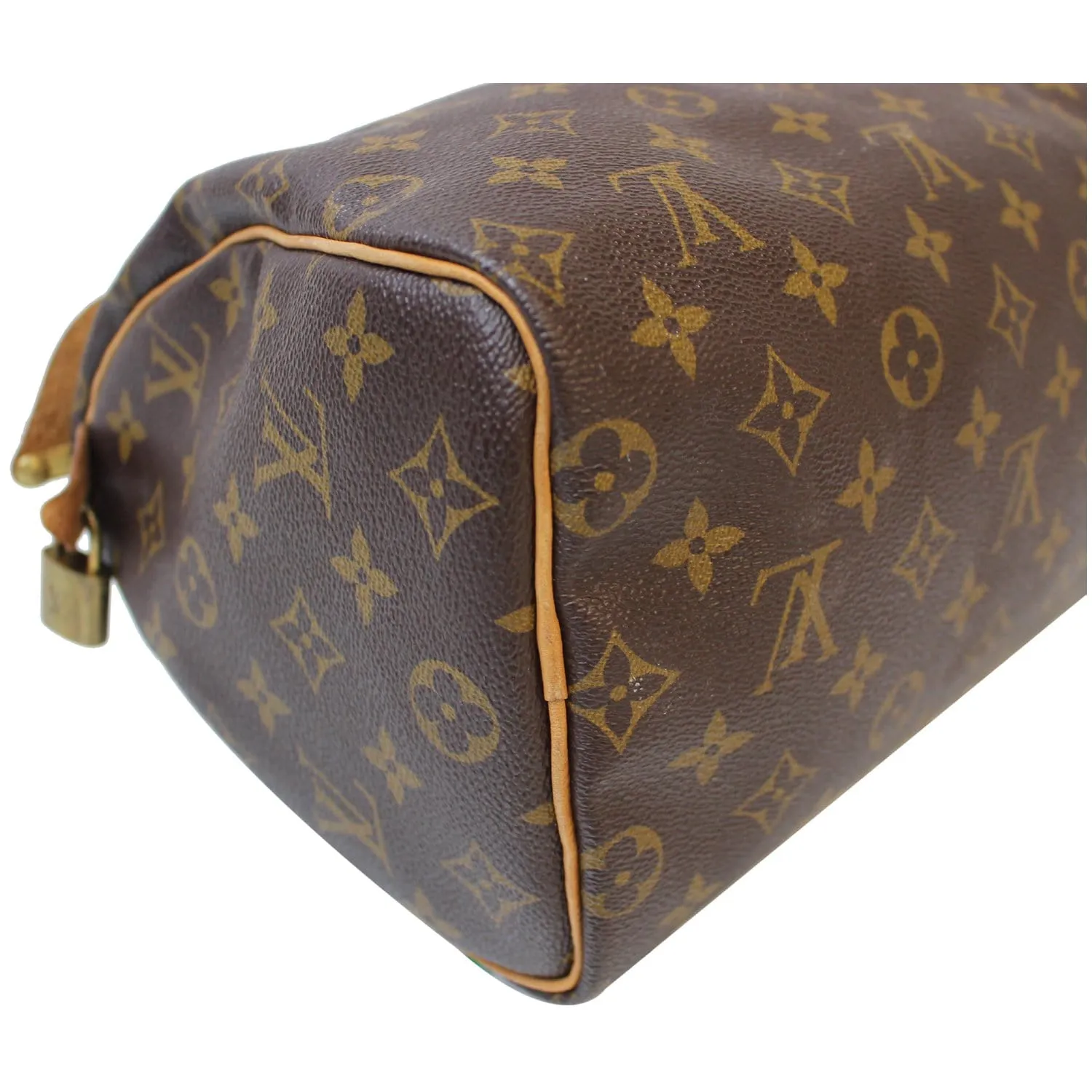 LOUIS VUITTON Speedy 25 Monogram Canvas Satchel Bag Brown