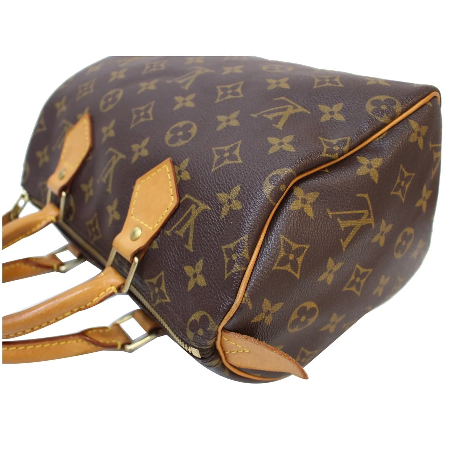 LOUIS VUITTON Speedy 25 Monogram Canvas Satchel Bag Brown