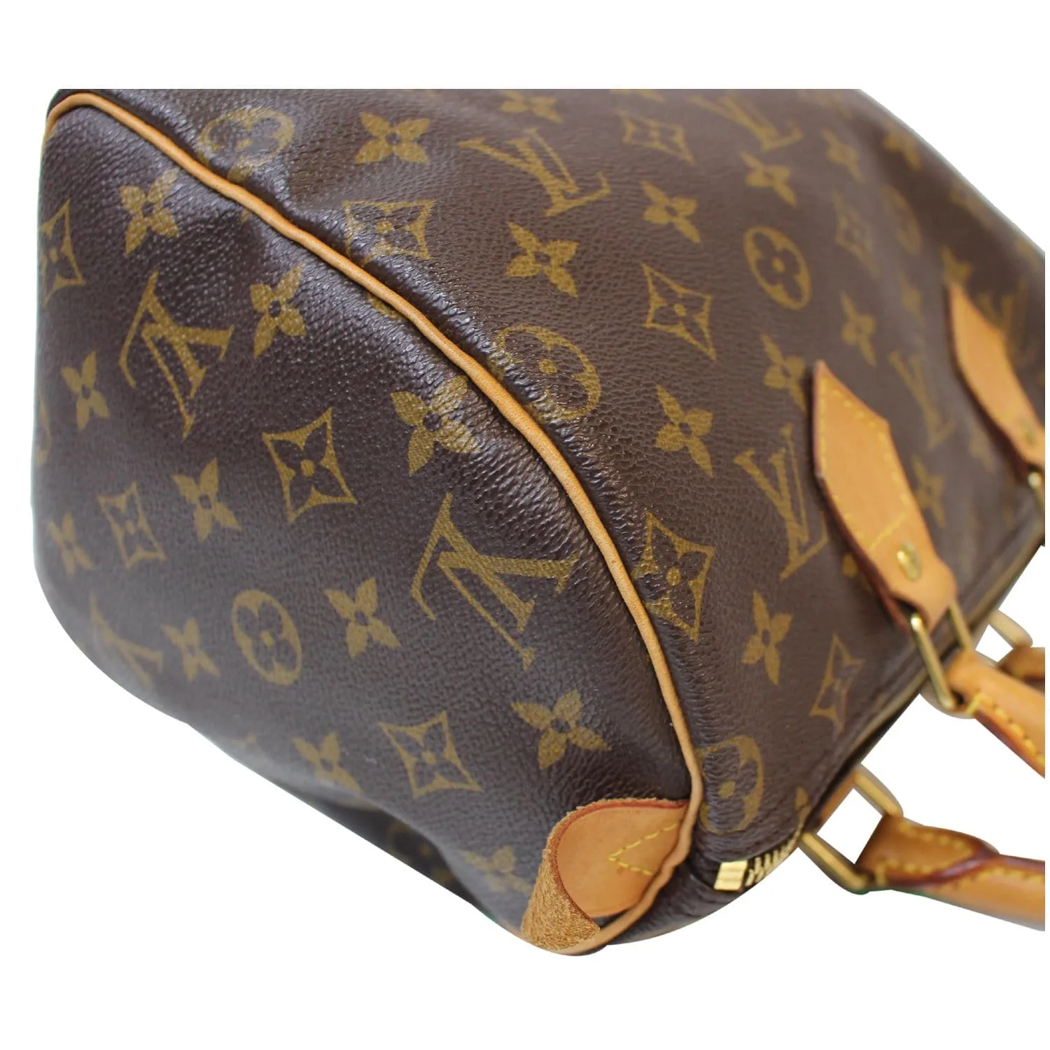 LOUIS VUITTON Speedy 25 Monogram Canvas Satchel Bag Brown