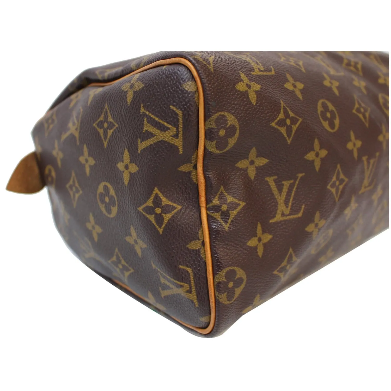 LOUIS VUITTON Speedy 25 Monogram Canvas Satchel Bag Brown