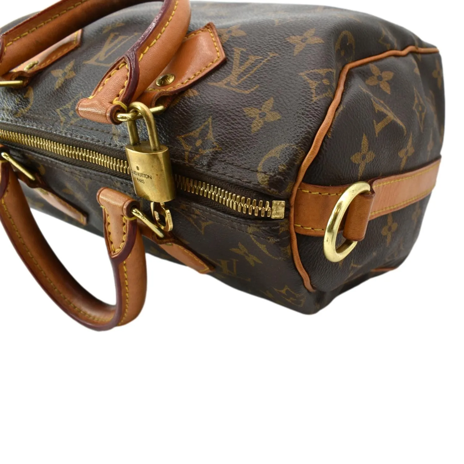 LOUIS VUITTON Speedy 25 Monogram Canvas Satchel Bag Brown