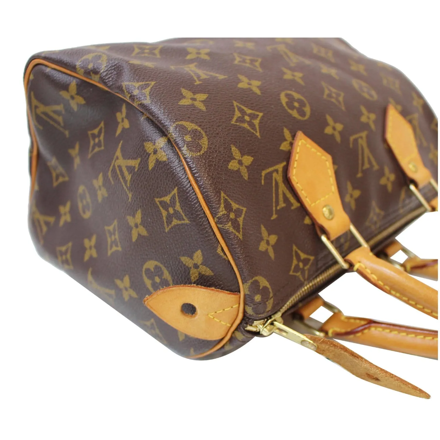 LOUIS VUITTON Speedy 25 Monogram Canvas Satchel Bag Brown