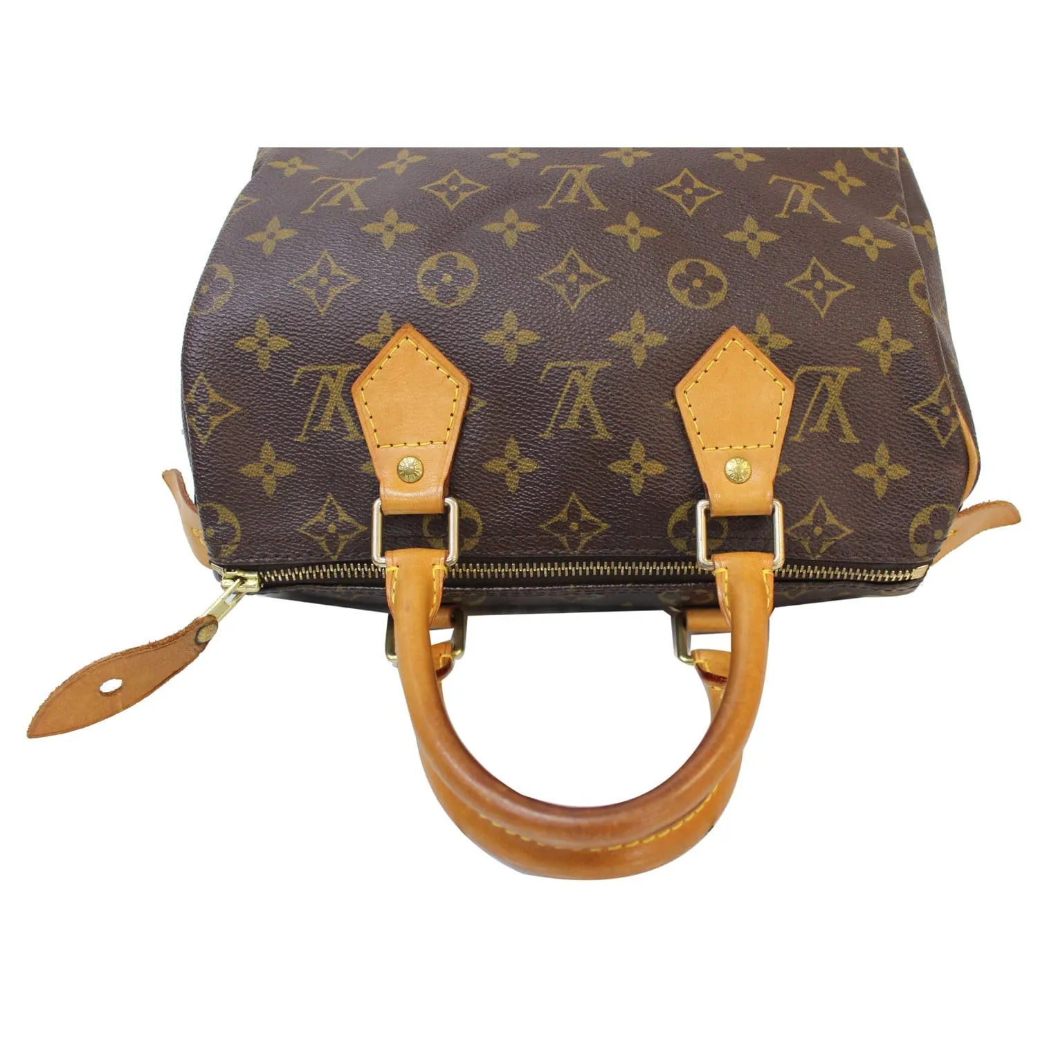 LOUIS VUITTON Speedy 25 Monogram Canvas Satchel Bag Brown