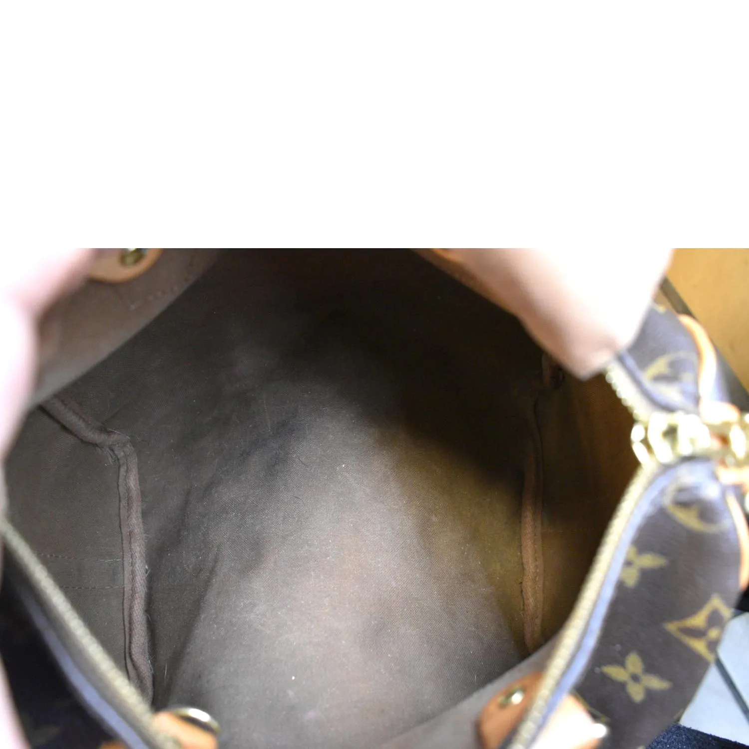 LOUIS VUITTON Speedy 25 Monogram Canvas Satchel Bag Brown