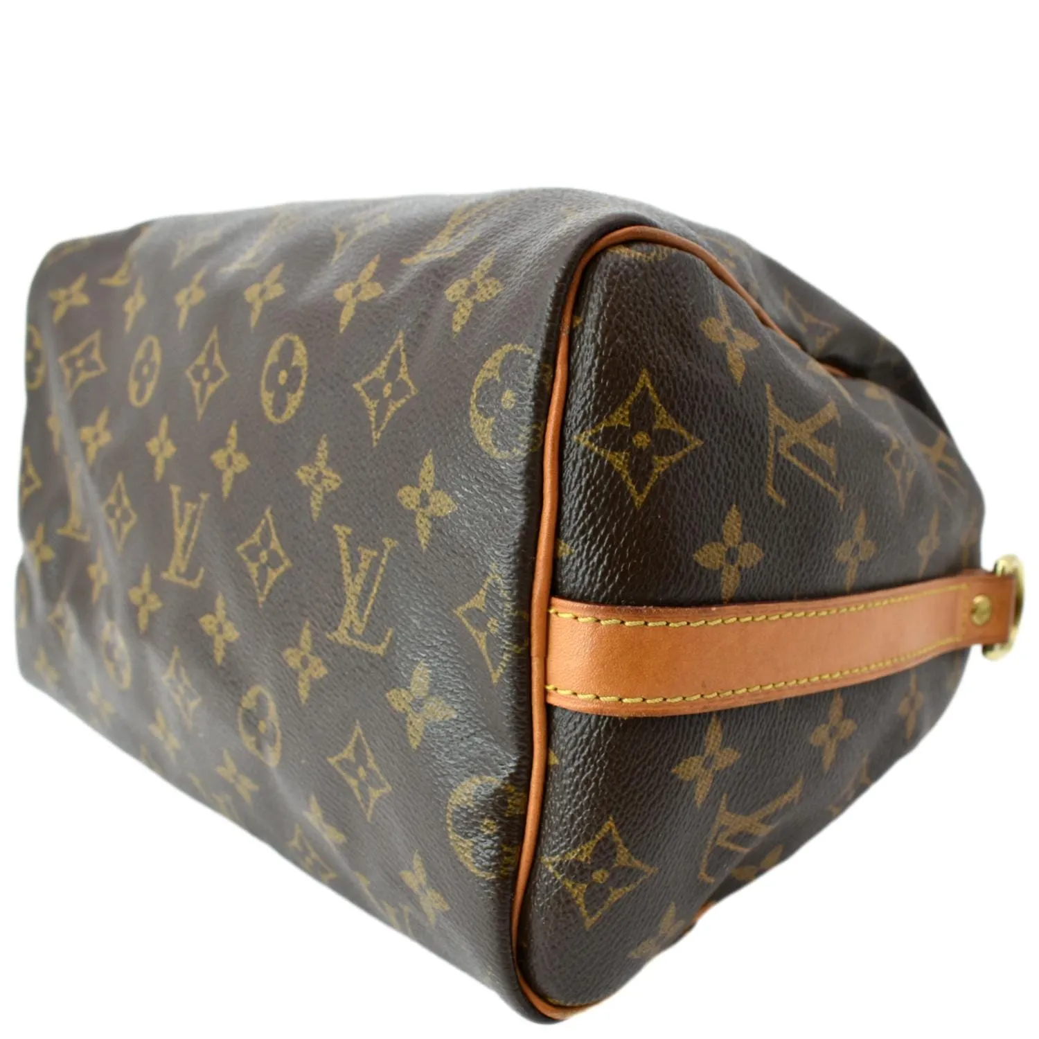 LOUIS VUITTON Speedy 25 Monogram Canvas Satchel Bag Brown