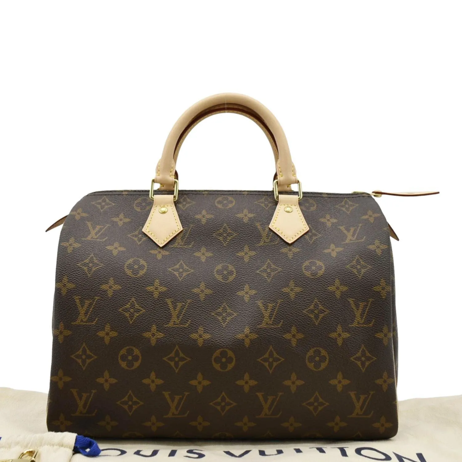 LOUIS VUITTON Speedy 30 Monogram Canvas Satchel Bag Brown