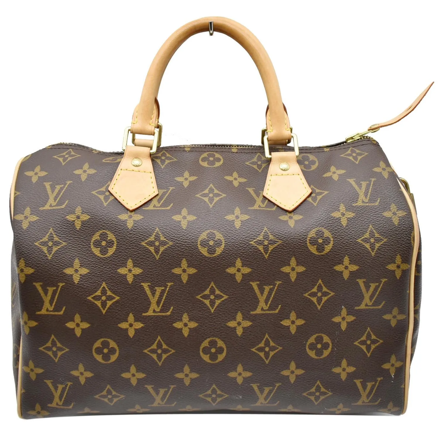 LOUIS VUITTON Speedy 30 Monogram Canvas Satchel Bag Brown