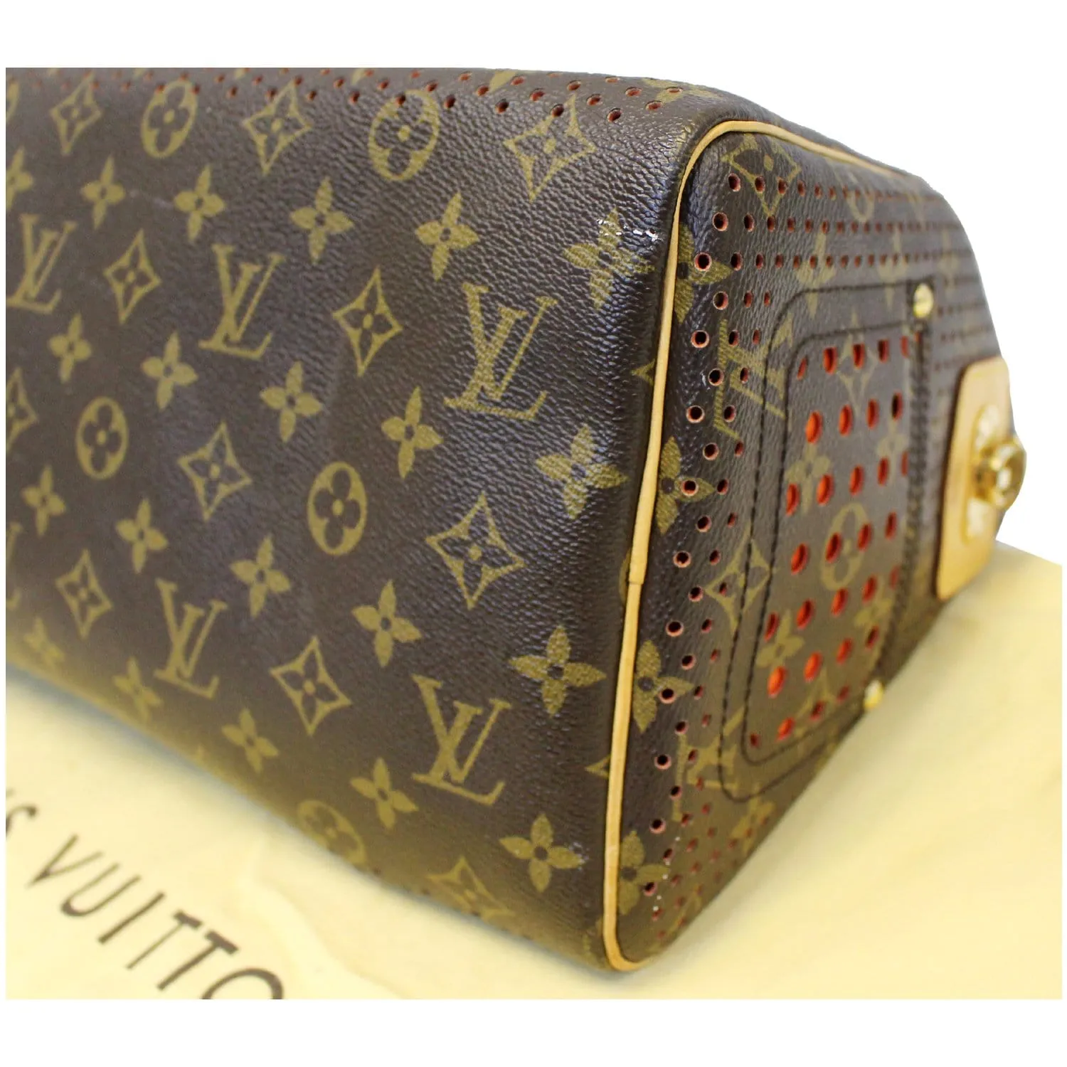 Louis Vuitton Speedy 30 Monogram Perforated Satchel Bag Orange