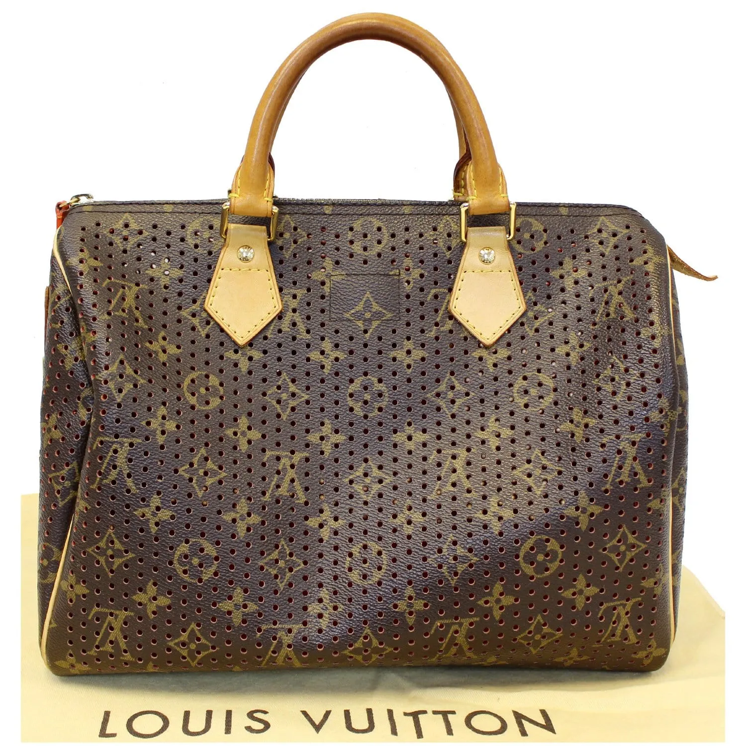 Louis Vuitton Speedy 30 Monogram Perforated Satchel Bag Orange