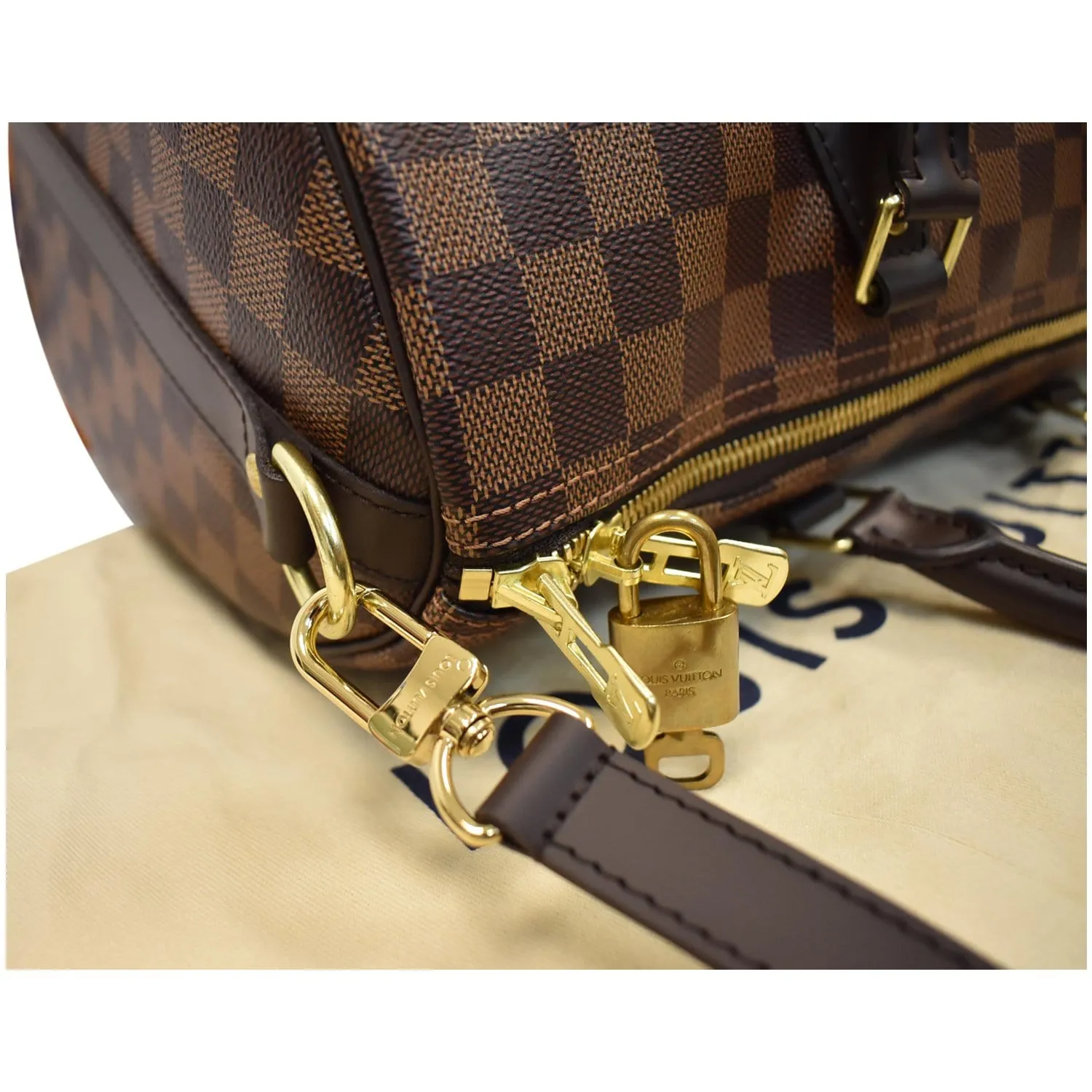 LOUIS VUITTON Speedy 35 Bandouliere Damier Ebene Shoulder Bag Brown