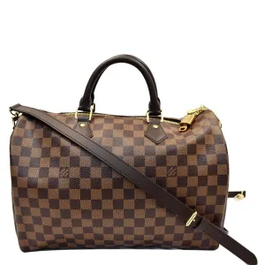 LOUIS VUITTON Speedy 35 Bandouliere Damier Ebene Shoulder Bag Brown