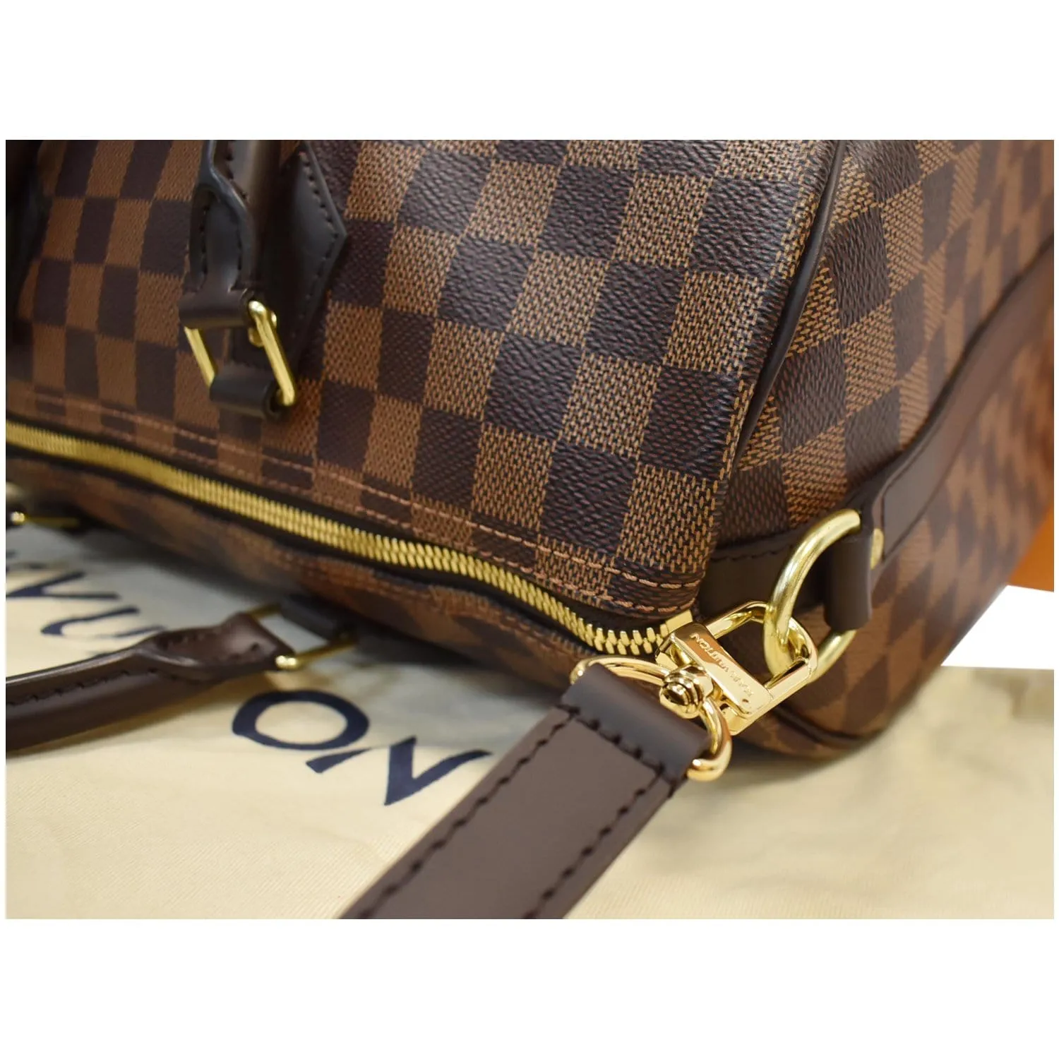 LOUIS VUITTON Speedy 35 Bandouliere Damier Ebene Shoulder Bag Brown