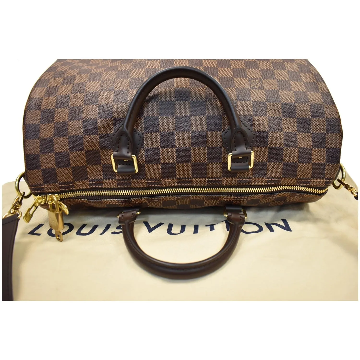 LOUIS VUITTON Speedy 35 Bandouliere Damier Ebene Shoulder Bag Brown