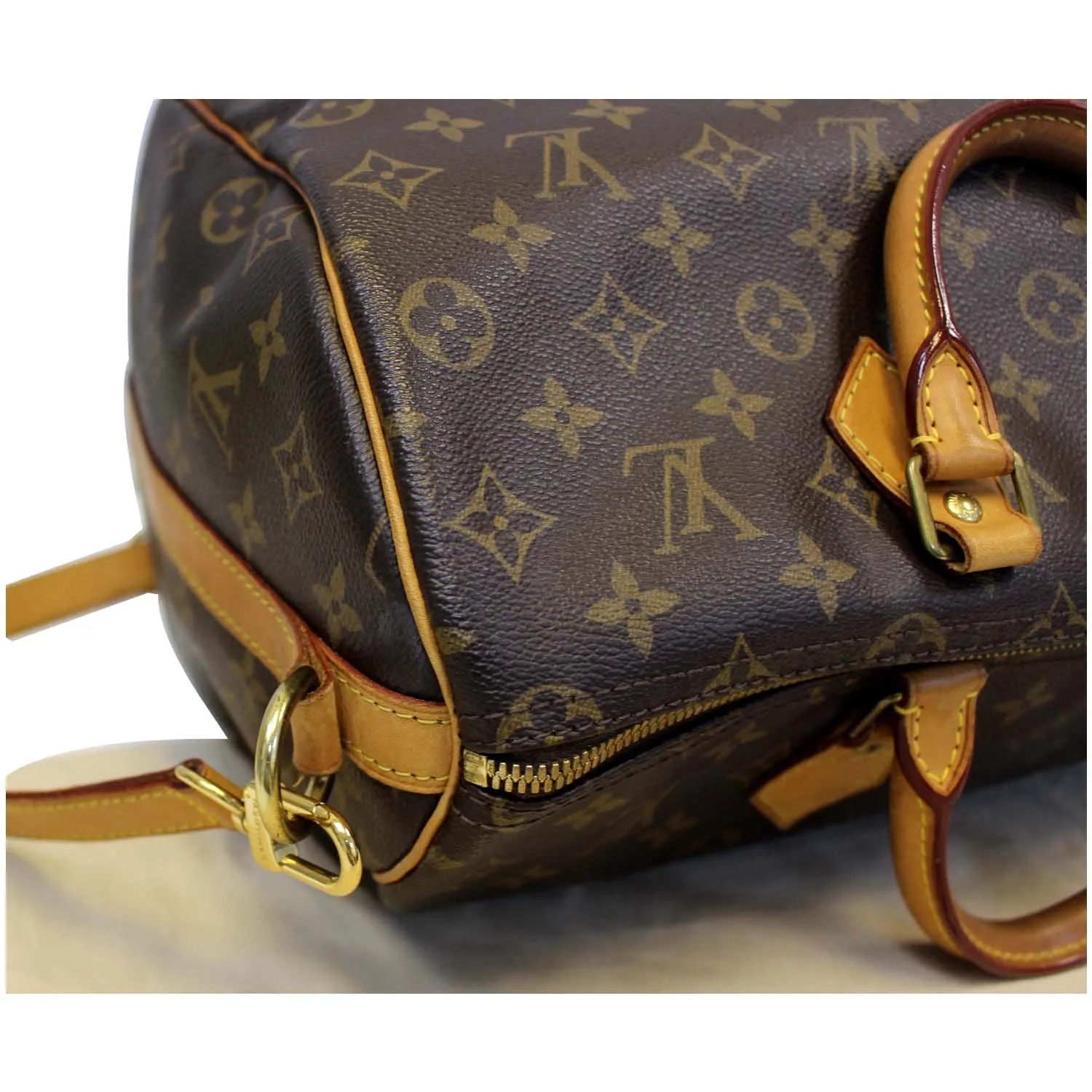 LOUIS VUITTON Speedy 35 Bandouliere Monogram Canvas Shoulder Bag Brown