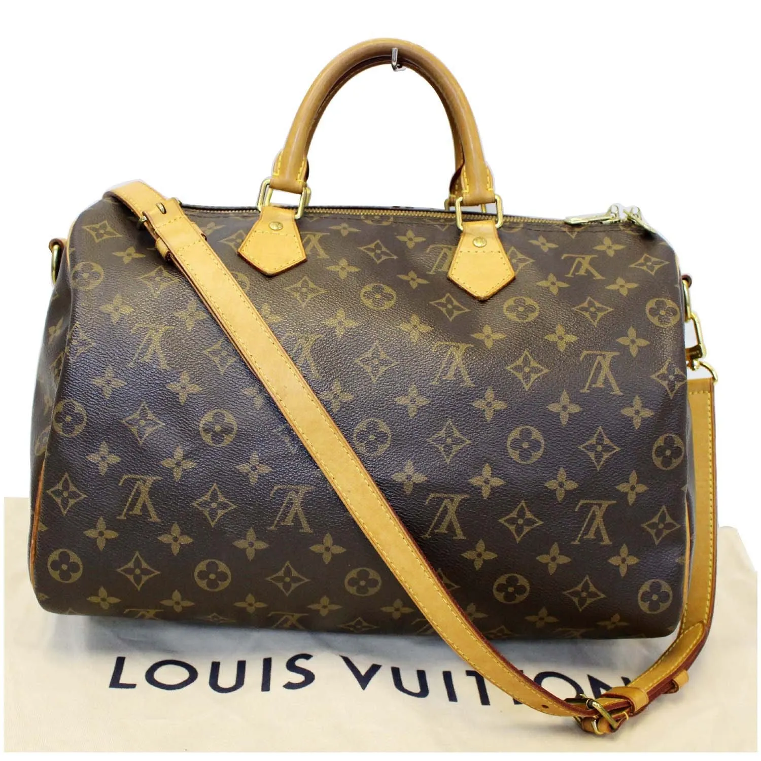 LOUIS VUITTON Speedy 35 Bandouliere Monogram Canvas Shoulder Bag Brown