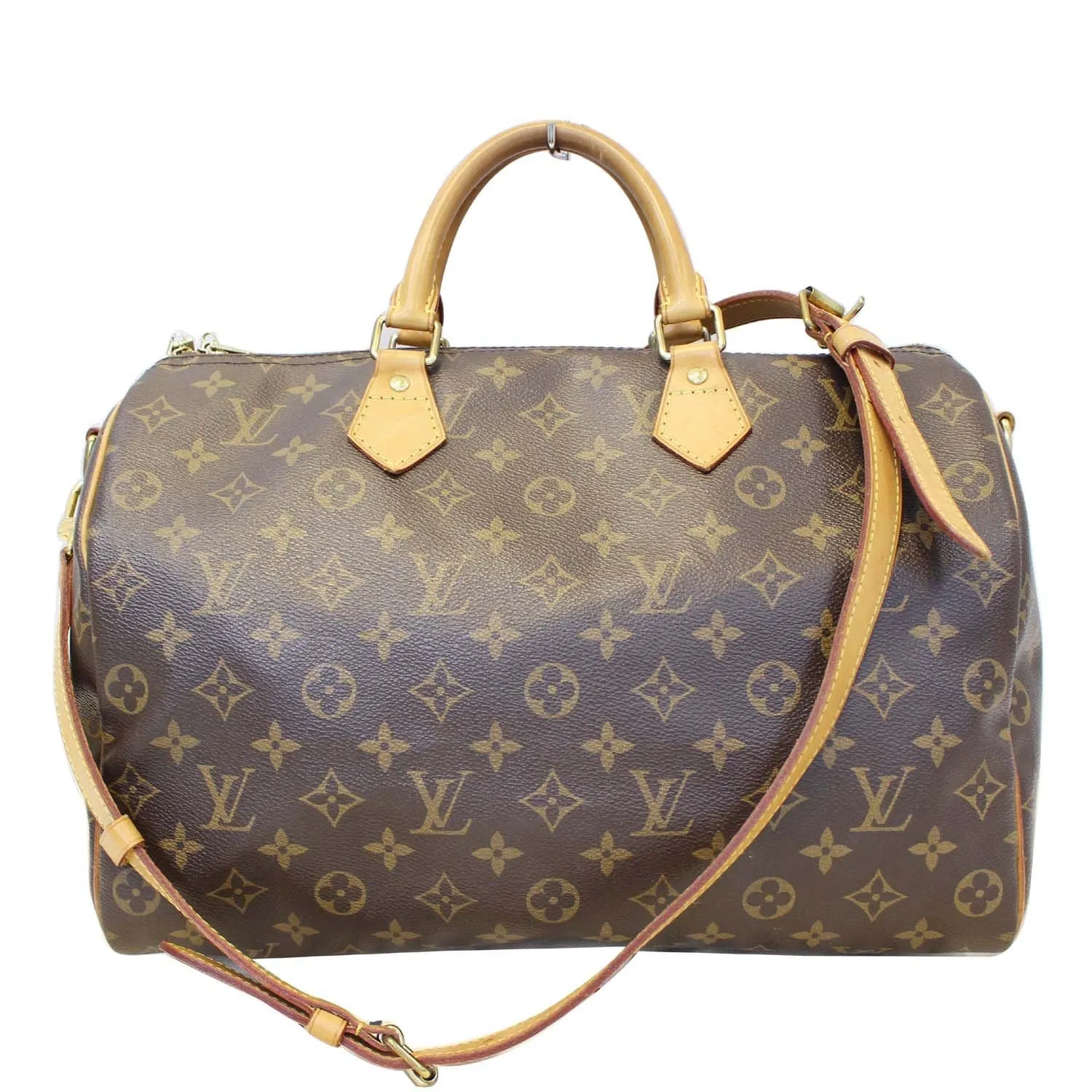 LOUIS VUITTON Speedy 35 Bandouliere Monogram Canvas Shoulder Bag Brown