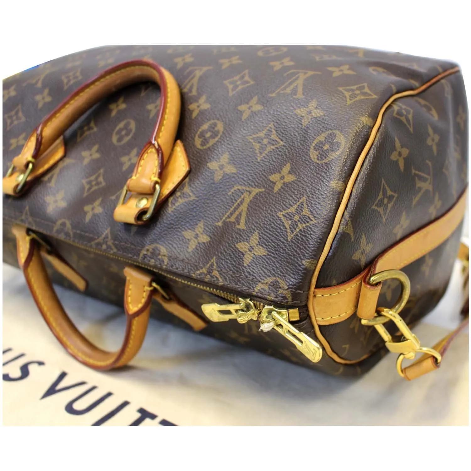 LOUIS VUITTON Speedy 35 Bandouliere Monogram Canvas Shoulder Bag Brown