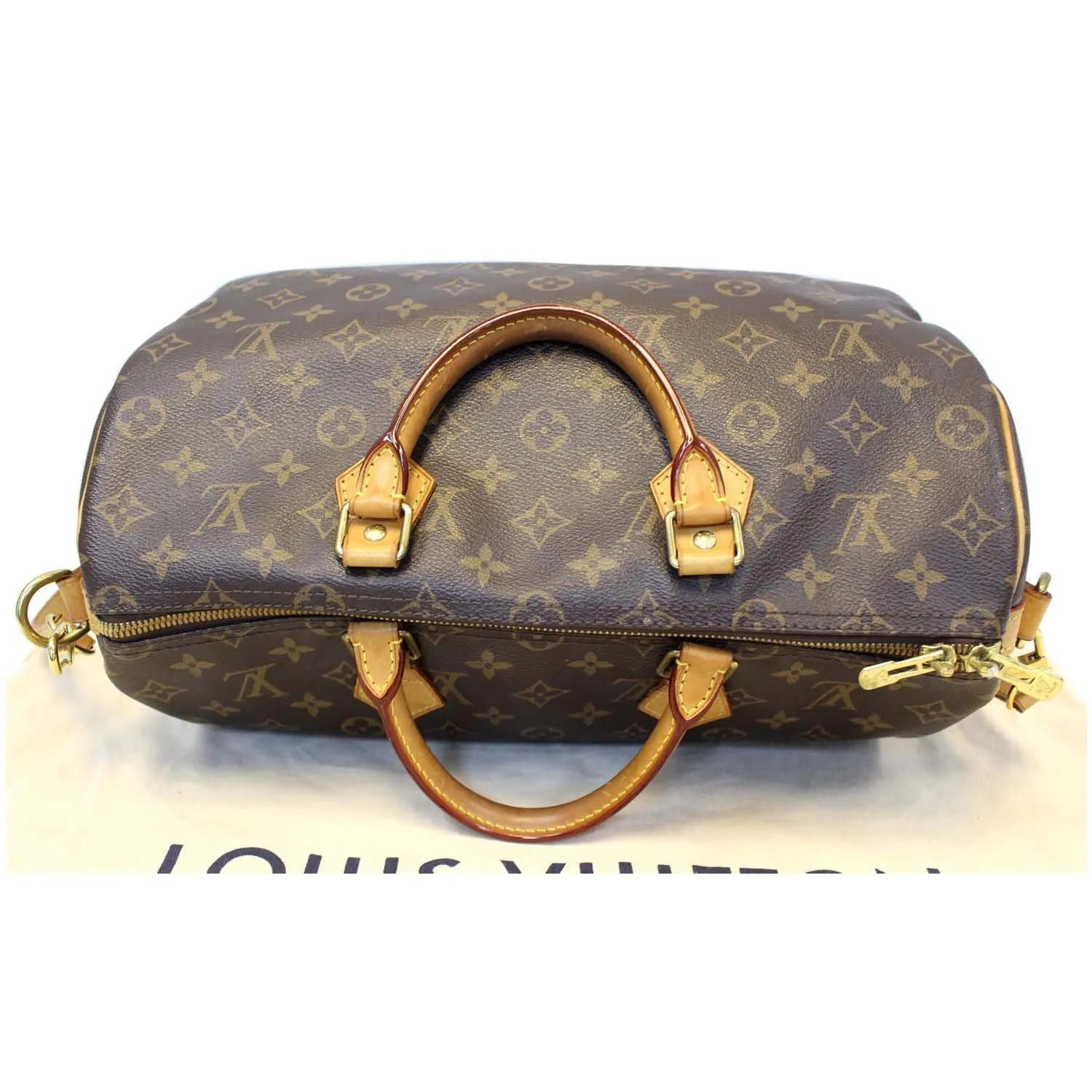 LOUIS VUITTON Speedy 35 Bandouliere Monogram Canvas Shoulder Bag Brown