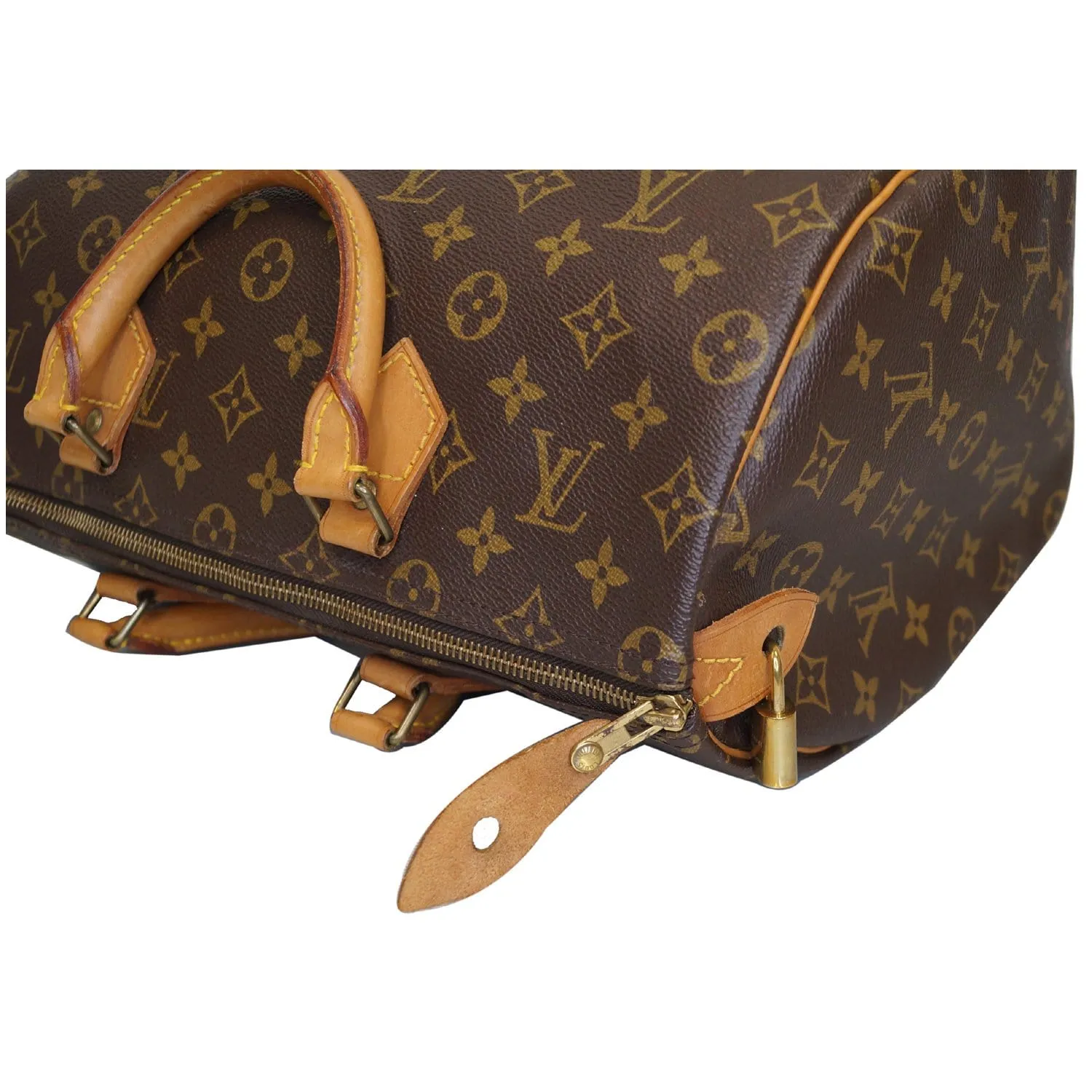 LOUIS VUITTON Speedy 35 Monogram Canvas Satchel Bag Brown