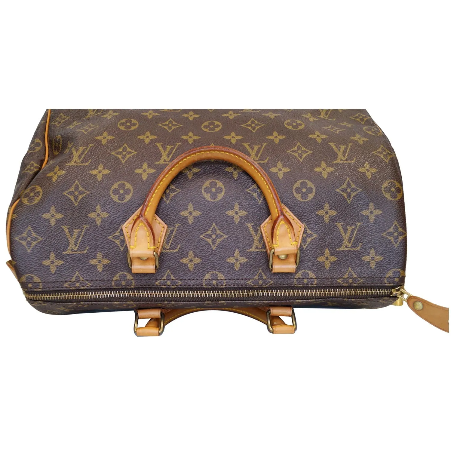 LOUIS VUITTON Speedy 35 Monogram Canvas Satchel Bag Brown