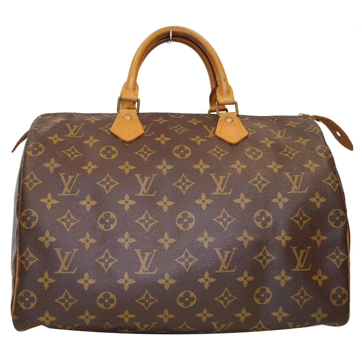 LOUIS VUITTON Speedy 35 Monogram Canvas Satchel Bag Brown