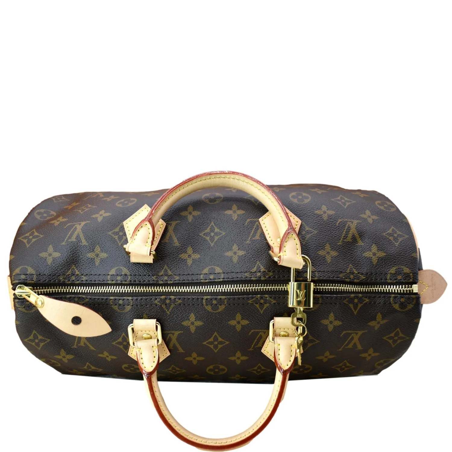 LOUIS VUITTON Speedy 35 NM Monogram Canvas Satchel Bag Brown
