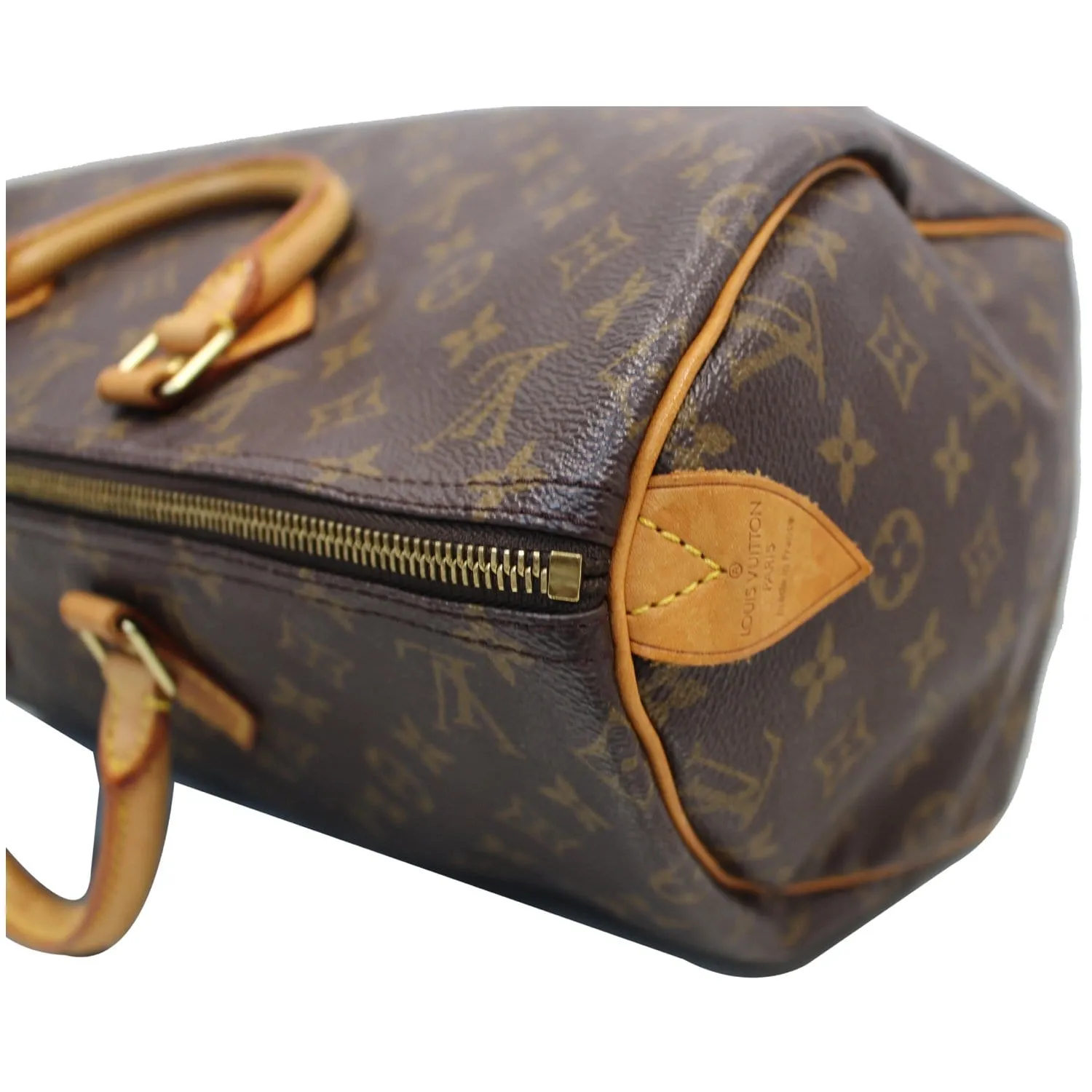 LOUIS VUITTON Speedy 40 Monogram Canvas Satchel Bag Brown