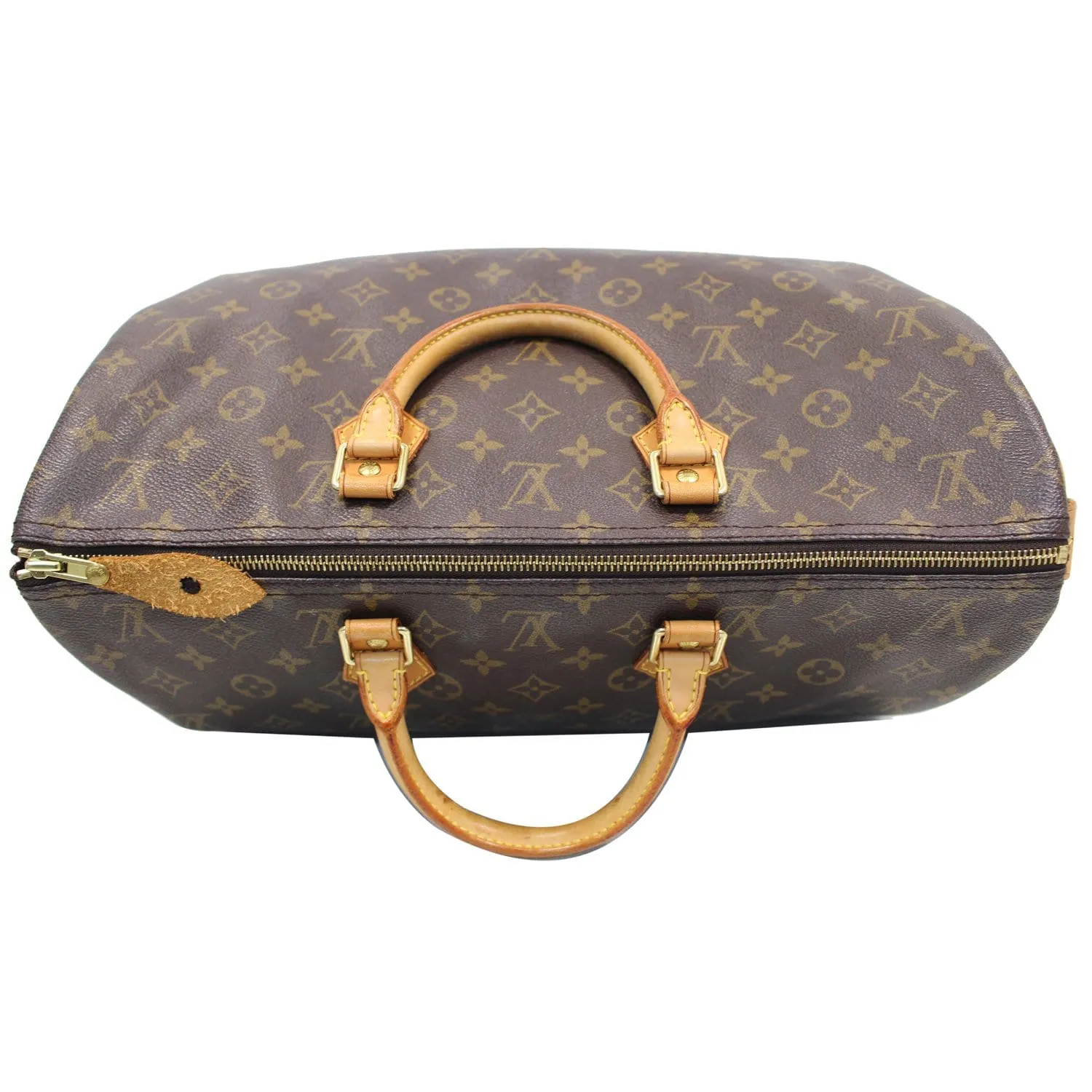 LOUIS VUITTON Speedy 40 Monogram Canvas Satchel Bag Brown