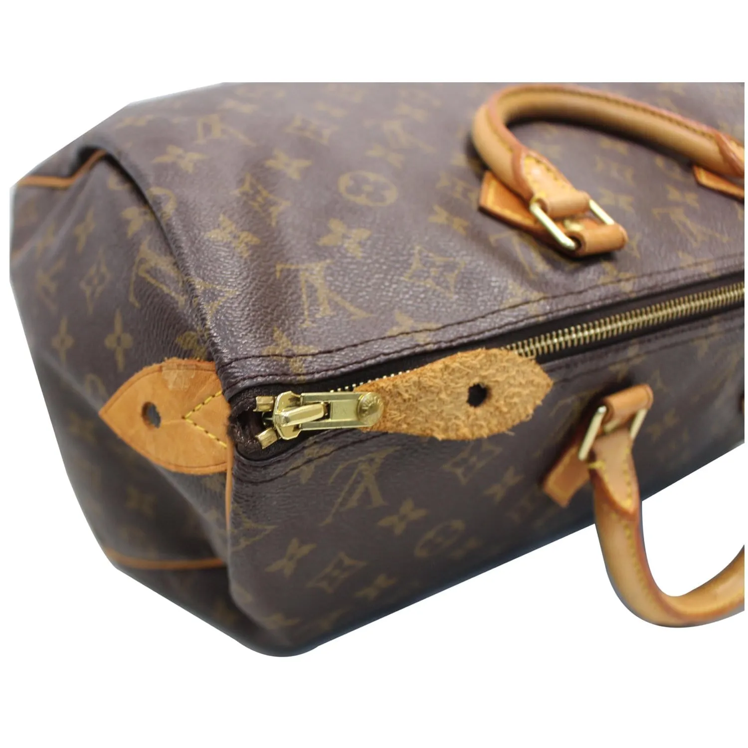 LOUIS VUITTON Speedy 40 Monogram Canvas Satchel Bag Brown