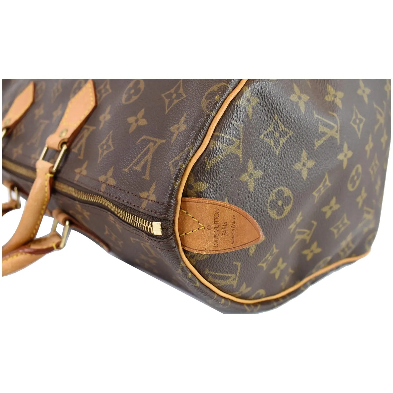 LOUIS VUITTON Speedy 40 Monogram Canvas Satchel Bag Brown