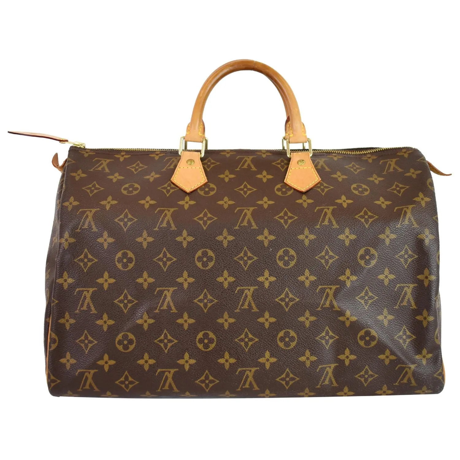 LOUIS VUITTON Speedy 40 Monogram Canvas Satchel Bag Brown