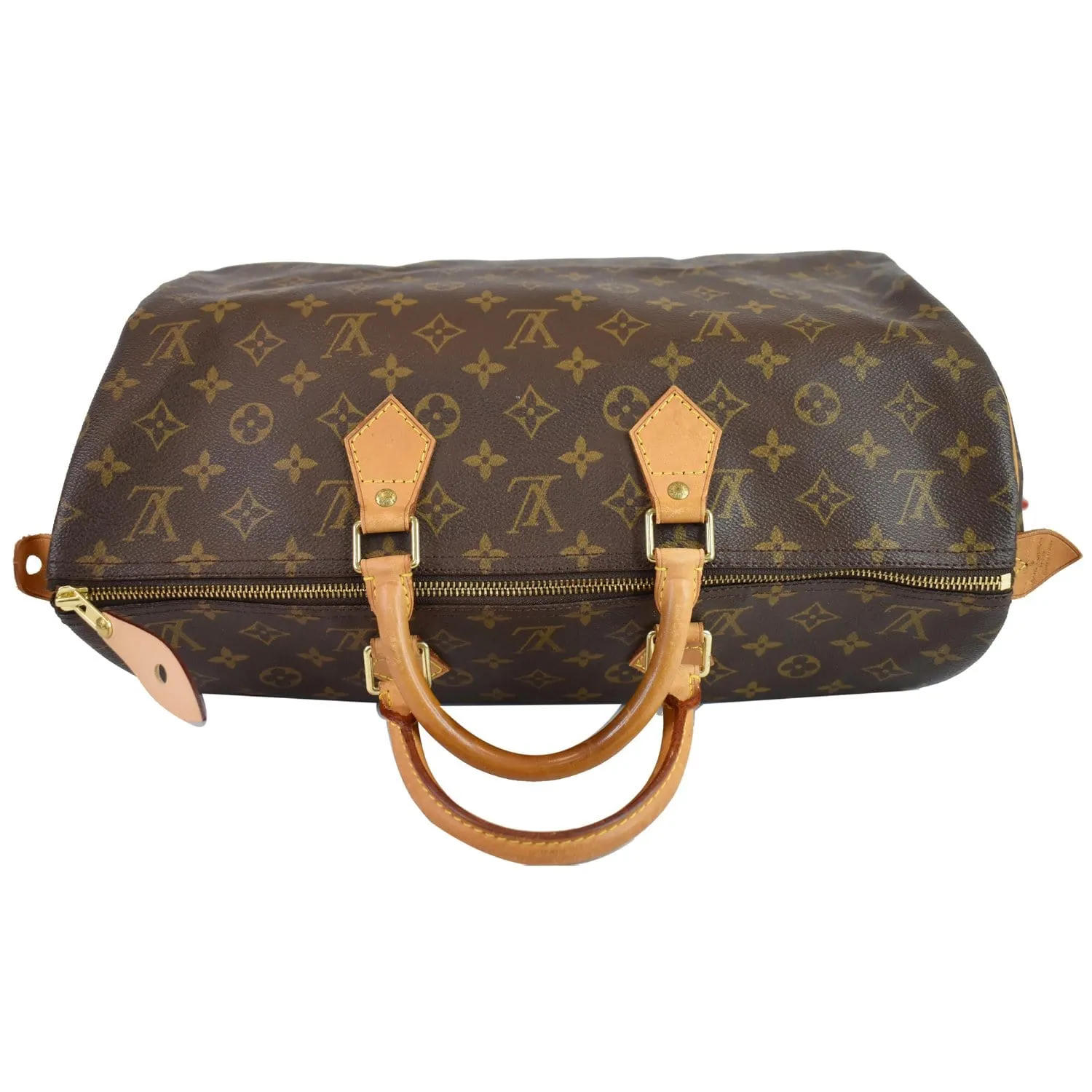 LOUIS VUITTON Speedy 40 Monogram Canvas Satchel Bag Brown