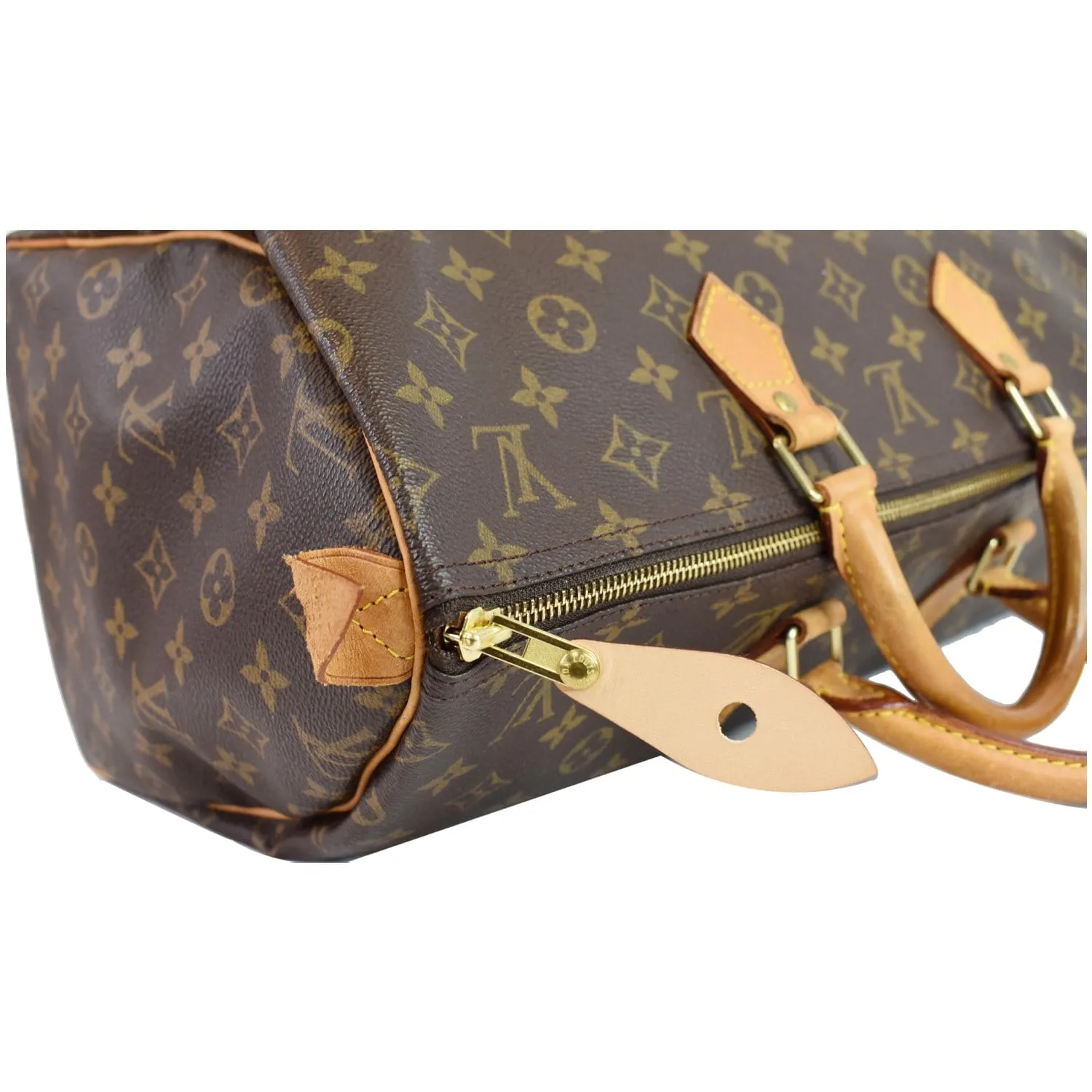 LOUIS VUITTON Speedy 40 Monogram Canvas Satchel Bag Brown