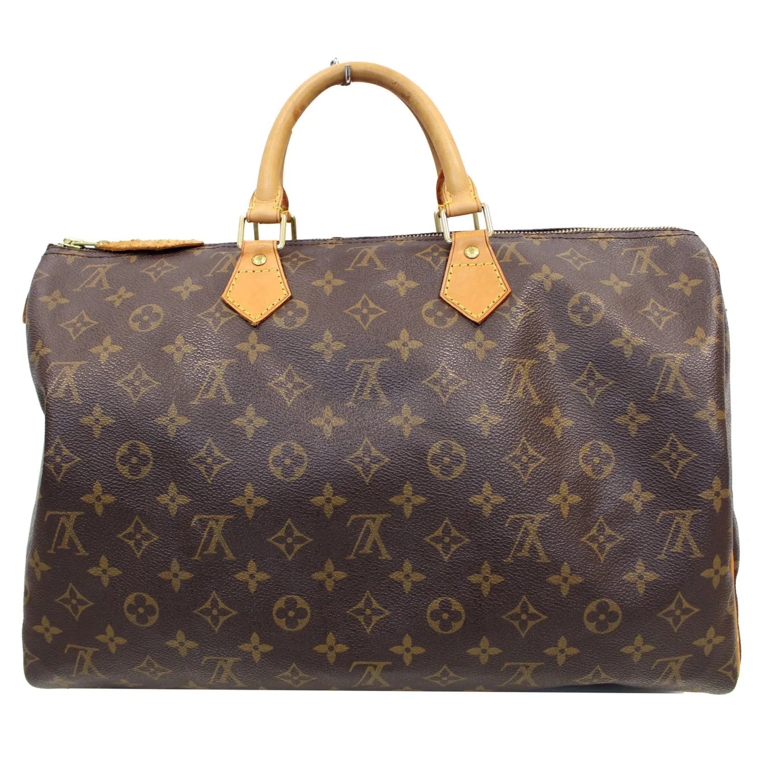 LOUIS VUITTON Speedy 40 Monogram Canvas Satchel Bag Brown