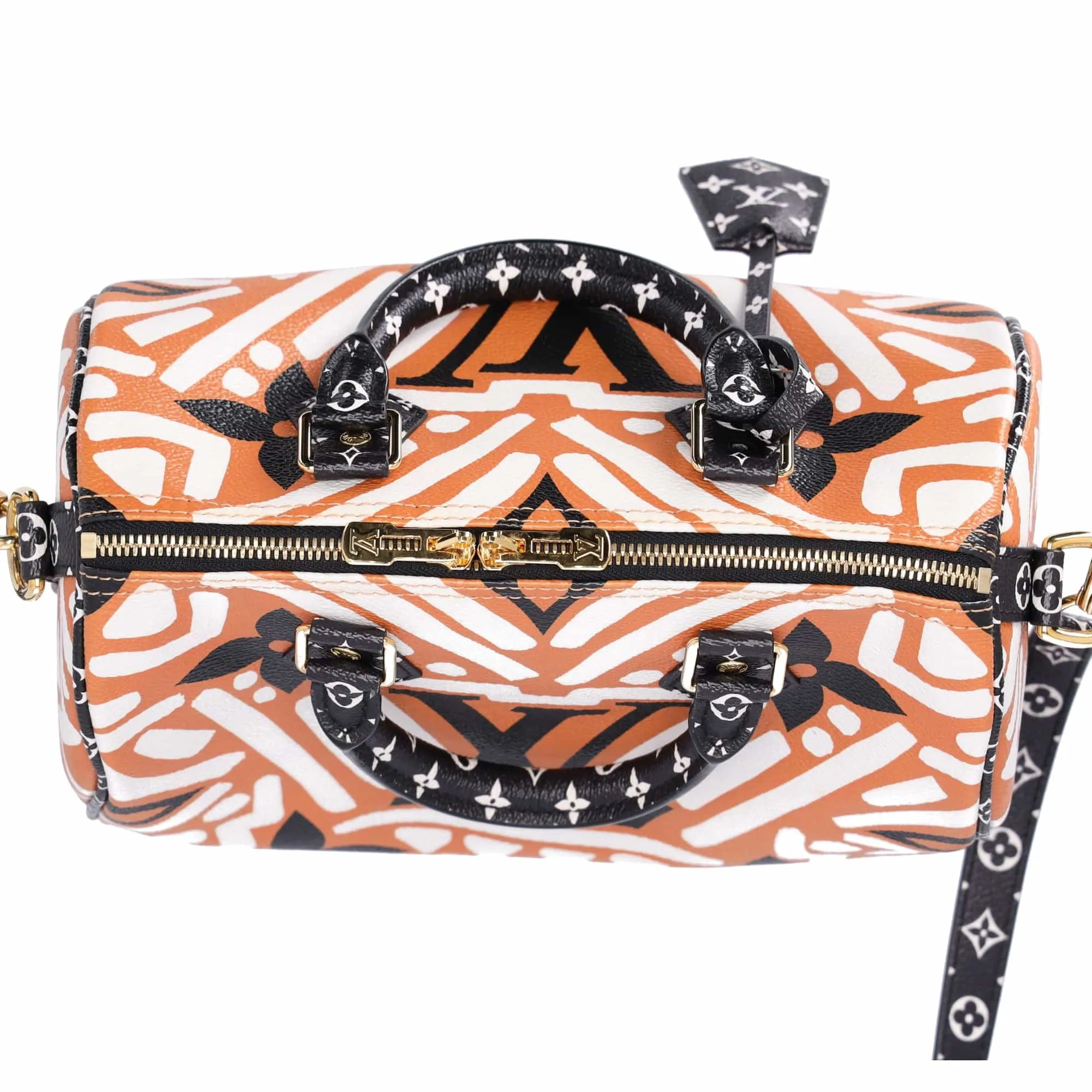 Louis Vuitton Speedy Bandouliere 25 Satchel Bag Creme Caramel Clafoutis Graphic
