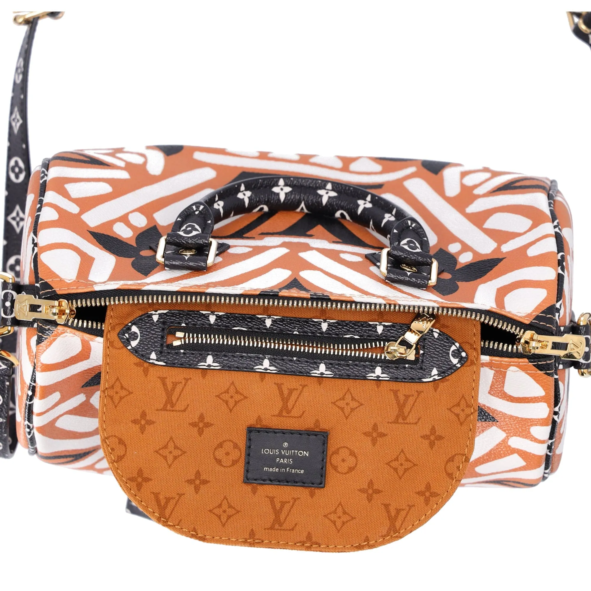 Louis Vuitton Speedy Bandouliere 25 Satchel Bag Creme Caramel Clafoutis Graphic