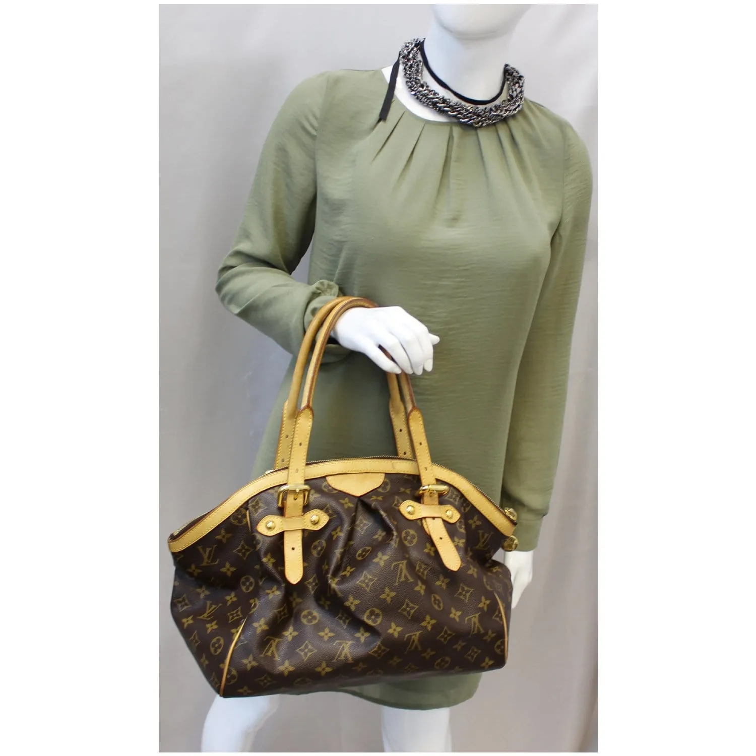 Louis Vuitton Tivoli GM Monogram Canvas Shoulder Bag Brown