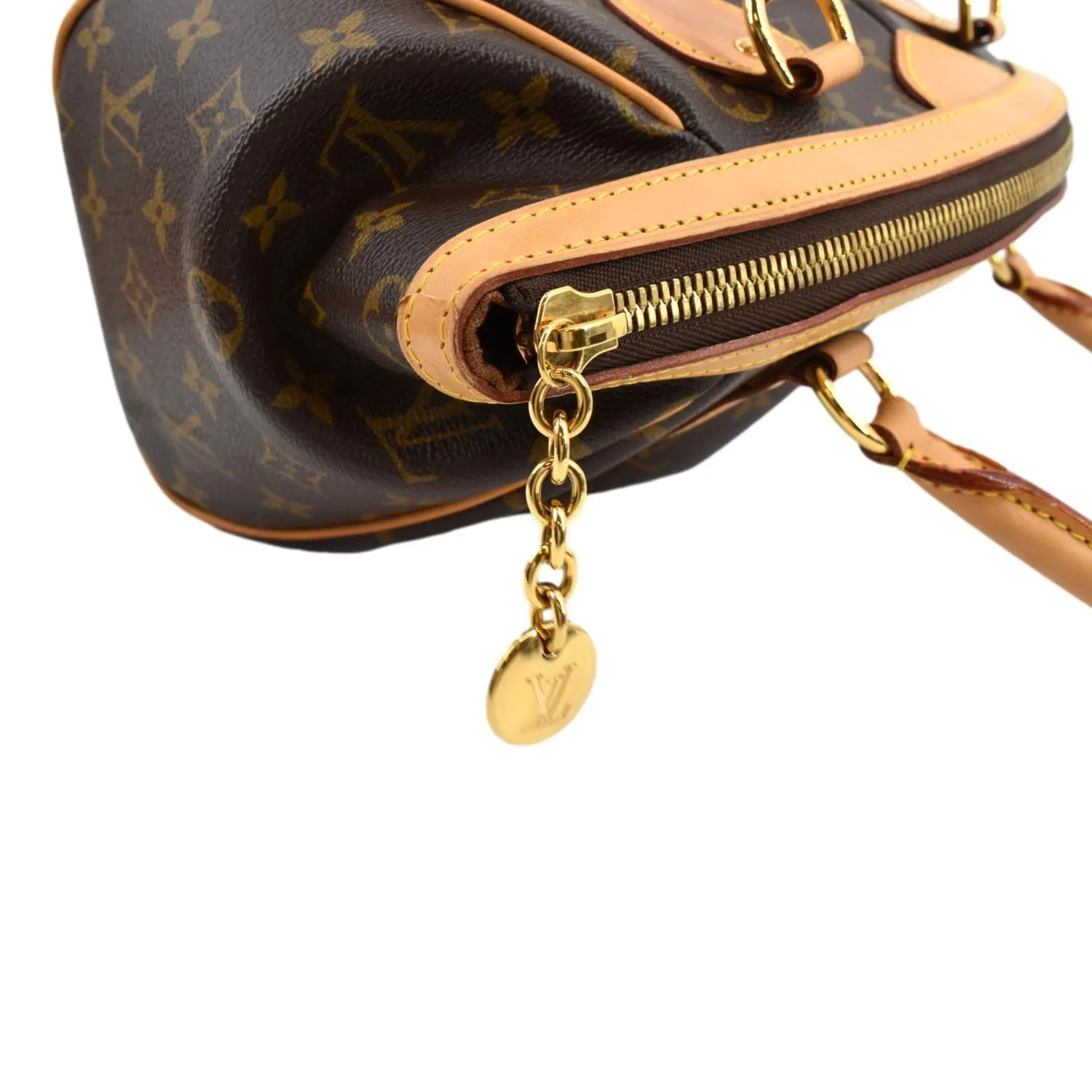 LOUIS VUITTON Tivoli PM Monogram Canvas Satchel Bag Brown